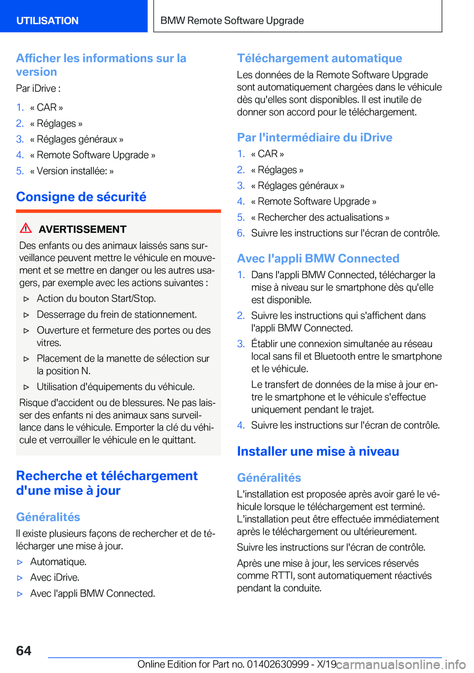 BMW 2 SERIES GRAN COUPE 2020  Notices Demploi (in French) �A�f�f�i�c�h�e�r��l�e�s��i�n�f�o�r�m�a�t�i�o�n�s��s�u�r��l�a
�v�e�r�s�i�o�n
�P�a�r��i�D�r�i�v�e��:�1�.�k��C�A�R��{�2�.�k��R�é�g�l�a�g�e�s��{�3�.�k��R�é�g�l�a�g�e�s��g�é�n�é�r�a�u�x��{
