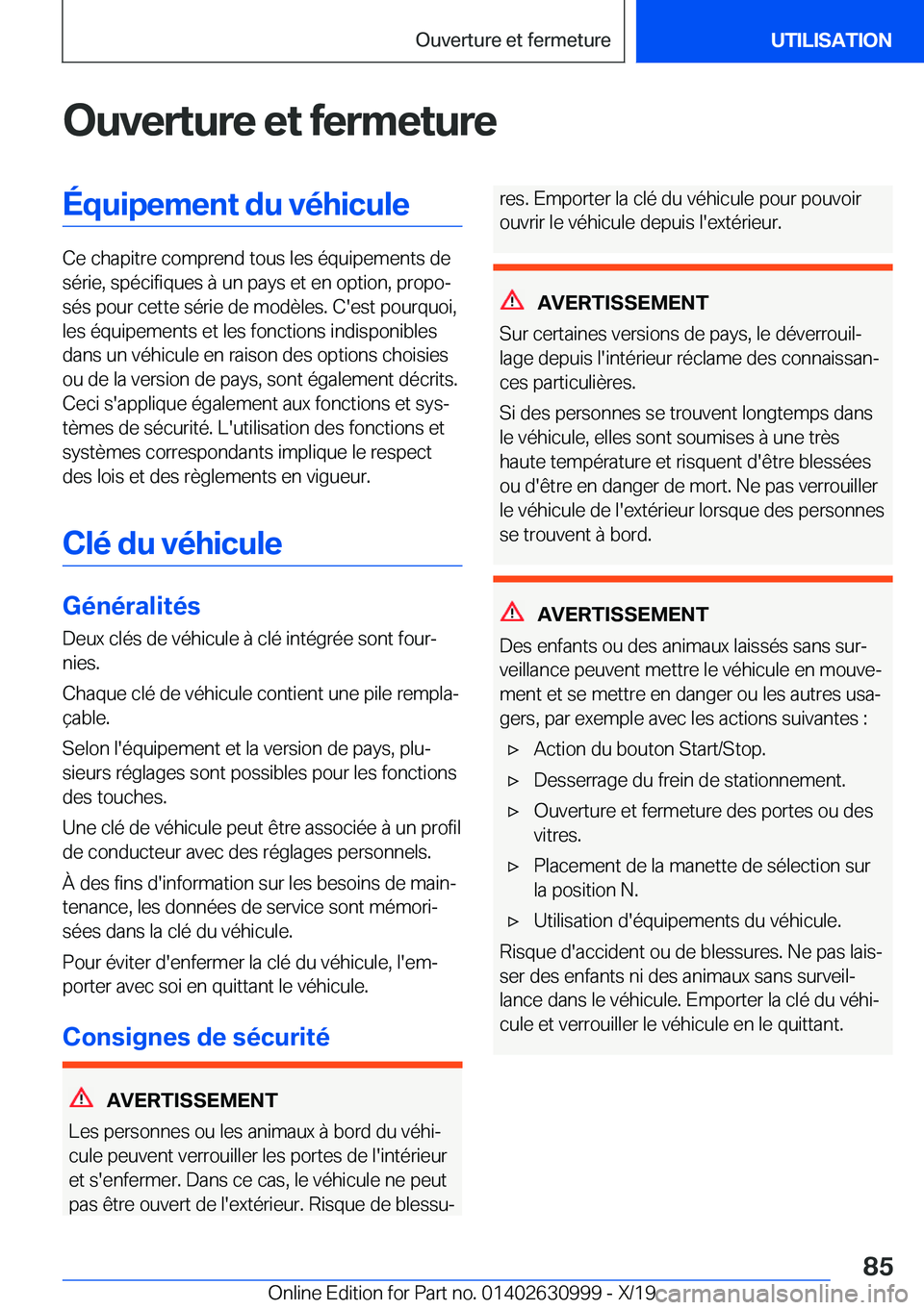 BMW 2 SERIES GRAN COUPE 2020  Notices Demploi (in French) �O�u�v�e�r�t�u�r�e��e�t��f�e�r�m�e�t�u�r�e�