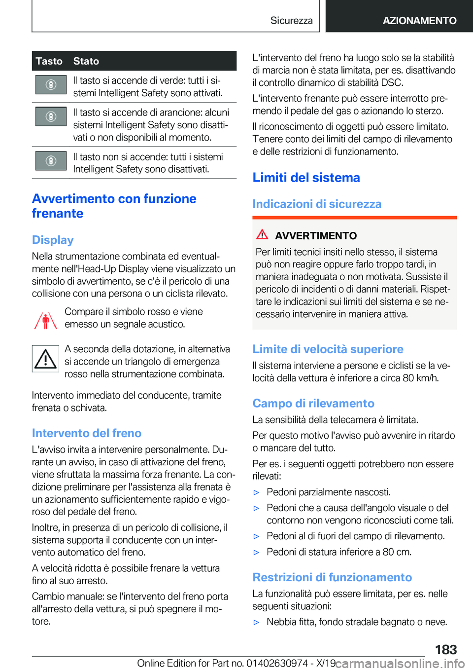 BMW 2 SERIES GRAN COUPE 2020  Libretti Di Uso E manutenzione (in Italian) �T�a�s�t�o�S�t�a�t�o�I�l��t�a�s�t�o��s�i��a�c�c�e�n�d�e��d�i��v�e�r�d�e�:��t�u�t�t�i��i��s�iª
�s�t�e�m�i��I�n�t�e�l�l�i�g�e�n�t��S�a�f�e�t�y��s�o�n�o��a�t�t�i�v�a�t�i�.�I�l��t�a�s�t�o�