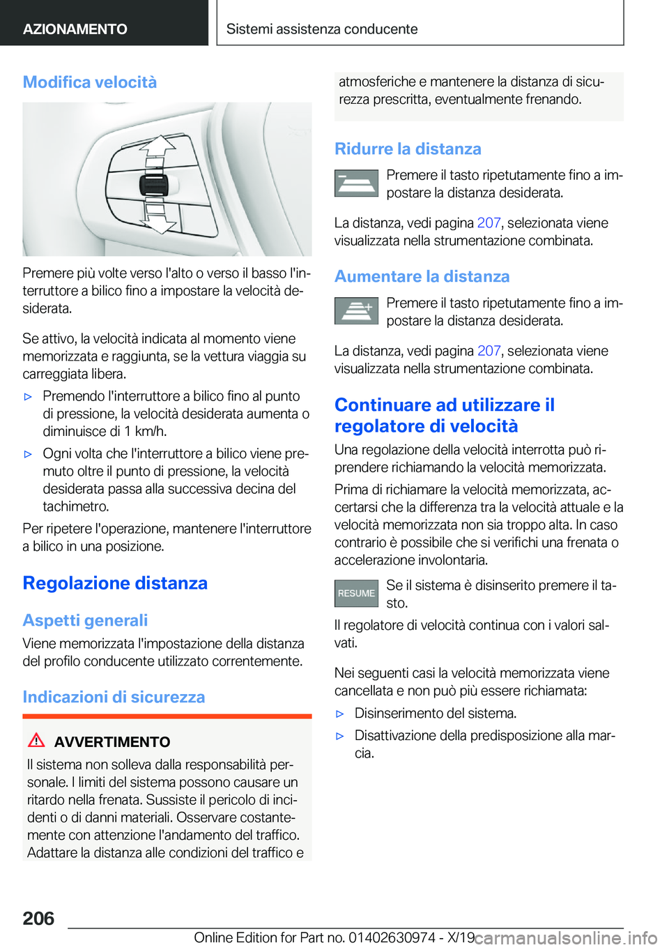 BMW 2 SERIES GRAN COUPE 2020  Libretti Di Uso E manutenzione (in Italian) �M�o�d�i�f�i�c�a��v�e�l�o�c�i�t�