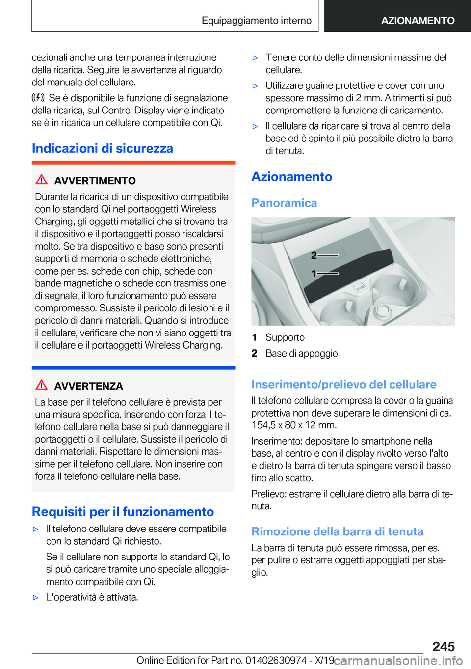 BMW 2 SERIES GRAN COUPE 2020  Libretti Di Uso E manutenzione (in Italian) �c�e�z�i�o�n�a�l�i��a�n�c�h�e��u�n�a��t�e�m�p�o�r�a�n�e�a��i�n�t�e�r�r�u�z�i�o�n�e�d�e�l�l�a��r�i�c�a�r�i�c�a�.��S�e�g�u�i�r�e��l�e��a�v�v�e�r�t�e�n�z�e��a�l��r�i�g�u�a�r�d�o
�d�e�l��m�a�n�