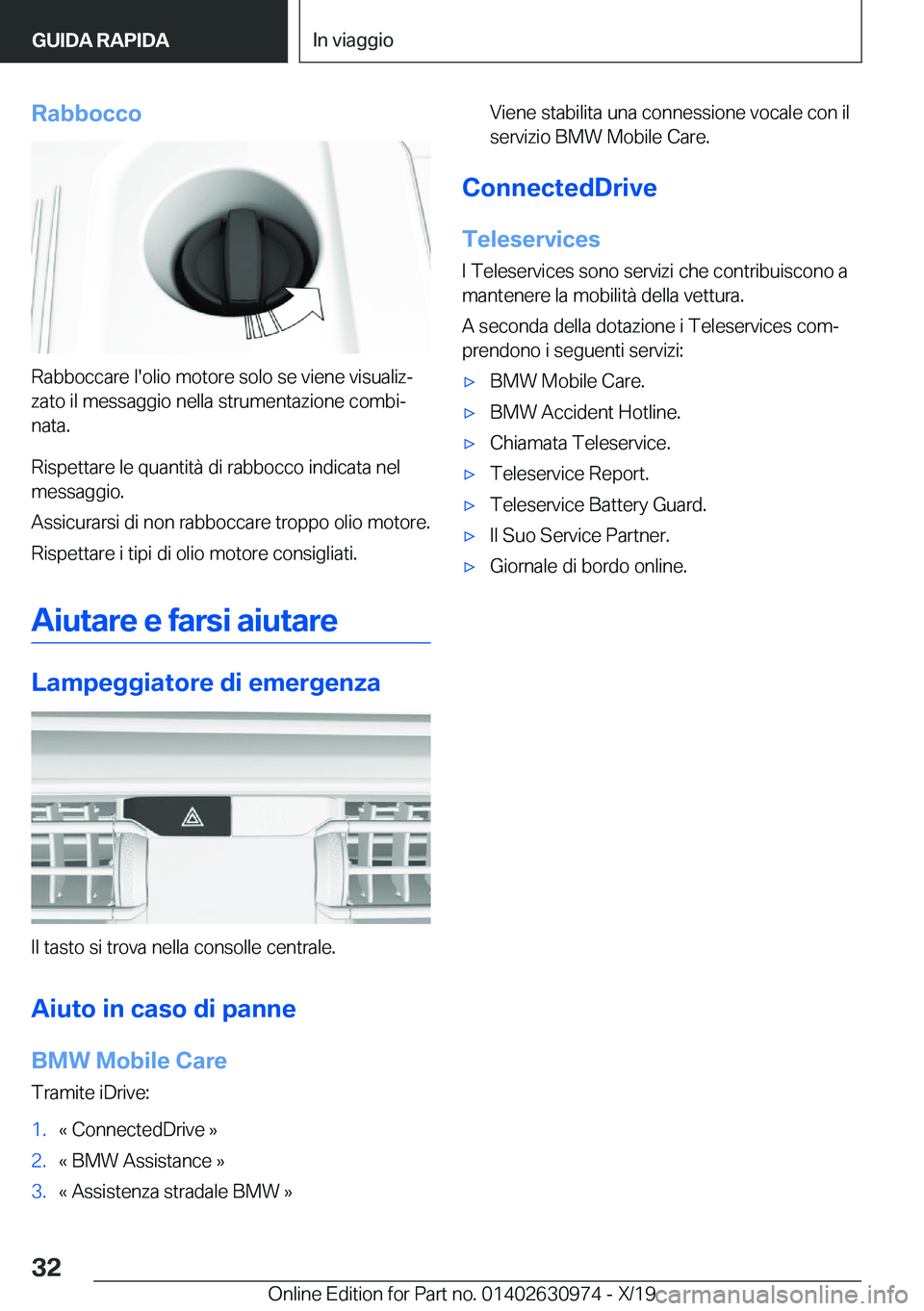 BMW 2 SERIES GRAN COUPE 2020  Libretti Di Uso E manutenzione (in Italian) �R�a�b�b�o�c�c�o
�R�a�b�b�o�c�c�a�r�e��l�'�o�l�i�o��m�o�t�o�r�e��s�o�l�o��s�e��v�i�e�n�e��v�i�s�u�a�l�i�zª
�z�a�t�o��i�l��m�e�s�s�a�g�g�i�o��n�e�l�l�a��s�t�r�u�m�e�n�t�a�z�i�o�n�e��c�