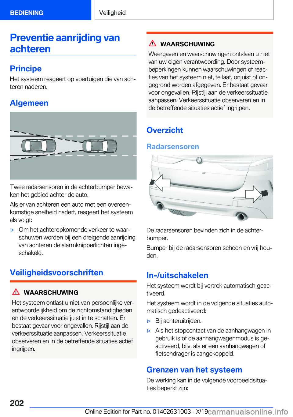 BMW 2 SERIES GRAN COUPE 2020  Instructieboekjes (in Dutch) �P�r�e�v�e�n�t�i�e��a�a�n�r�i�j�d�i�n�g��v�a�n�a�c�h�t�e�r�e�n
�P�r�i�n�c�i�p�e
�H�e�t��s�y�s�t�e�e�m��r�e�a�g�e�e�r�t��o�p��v�o�e�r�t�u�i�g�e�n��d�i�e��v�a�n��a�c�hj
�t�e�r�e�n��n�a�d�e�r�