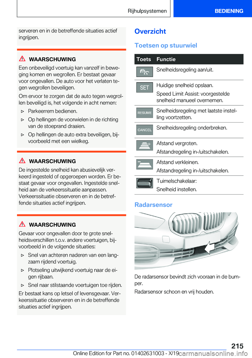 BMW 2 SERIES GRAN COUPE 2020  Instructieboekjes (in Dutch) �s�e�r�v�e�r�e�n��e�n��i�n��d�e��b�e�t�r�e�f�f�e�n�d�e��s�i�t�u�a�t�i�e�s��a�c�t�i�e�f�i�n�g�r�i�j�p�e�n�.
�W�A�A�R�S�C�H�U�W�I�N�G
�E�e�n��o�n�b�e�v�e�i�l�i�g�d��v�o�e�r�t�u�i�g��k�a�n��v�a