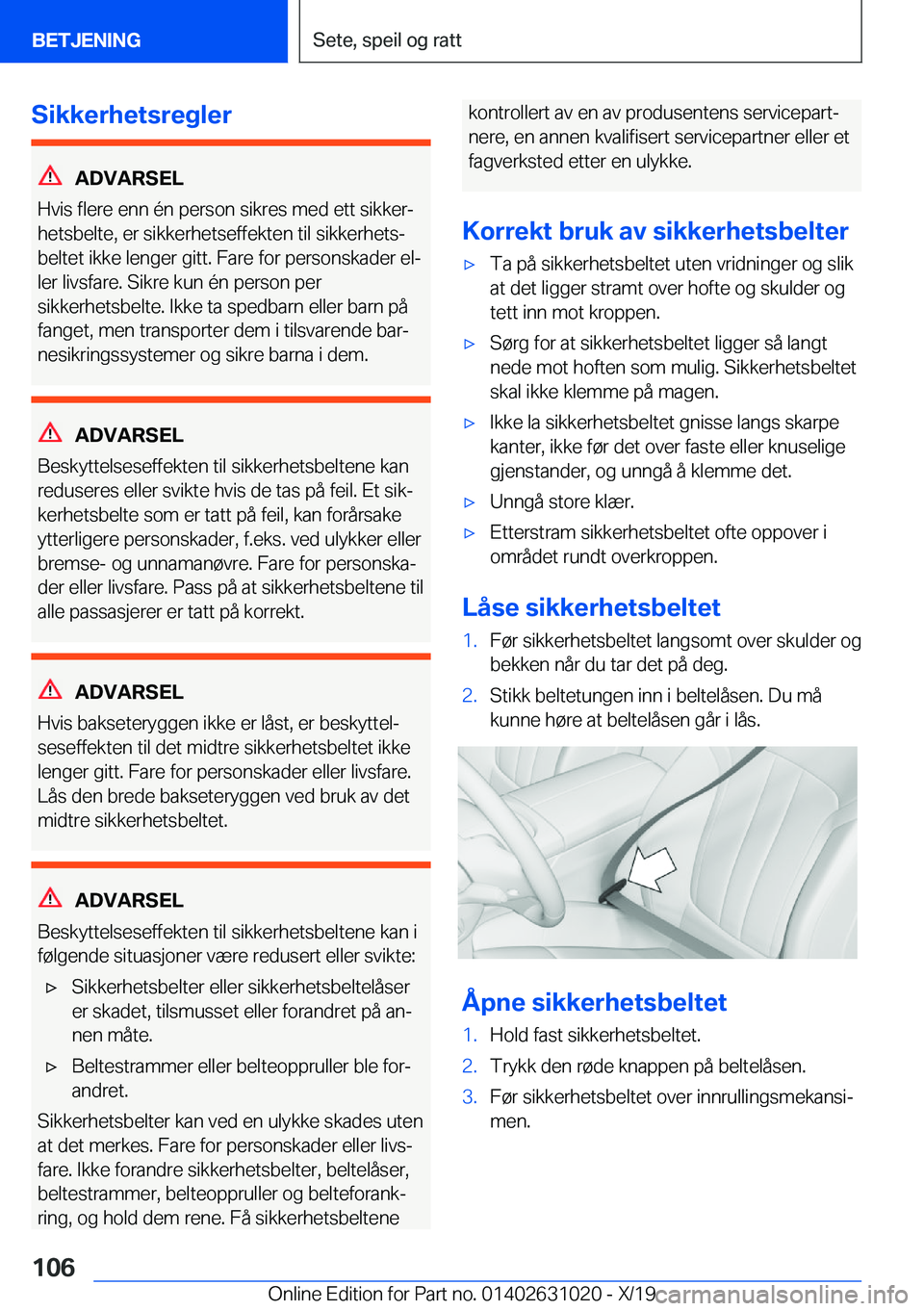 BMW 2 SERIES GRAN COUPE 2020  InstruksjonsbØker (in Norwegian) �S�i�k�k�e�r�h�e�t�s�r�e�g�l�e�r
�A�D�V�A�R�S�E�L
�H�v�i�s��f�l�e�r�e��e�n�n��