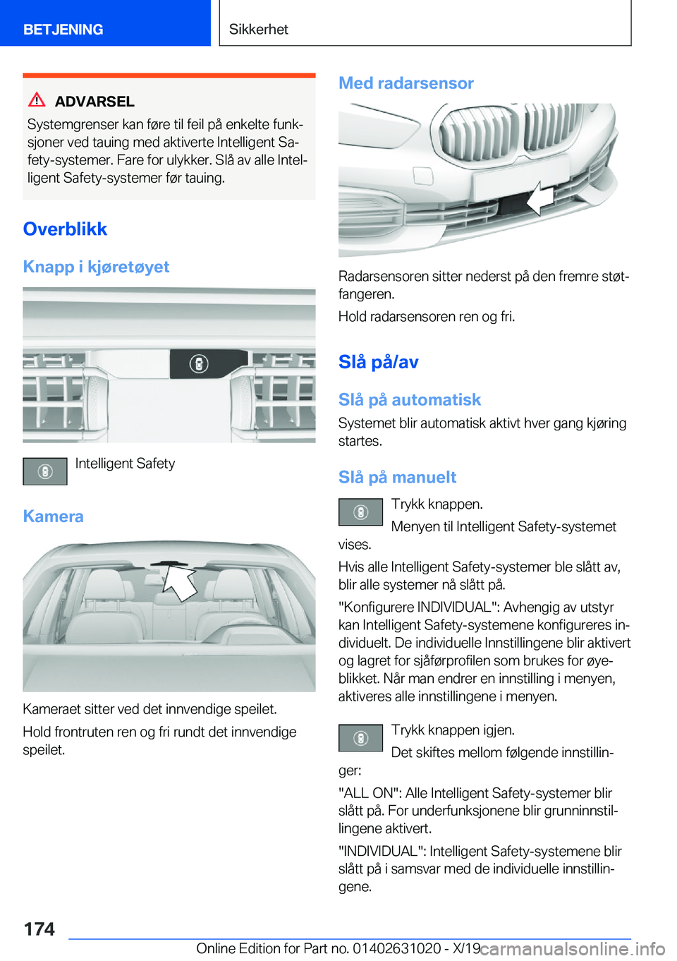 BMW 2 SERIES GRAN COUPE 2020  InstruksjonsbØker (in Norwegian) �A�D�V�A�R�S�E�L
�S�y�s�t�e�m�g�r�e�n�s�e�r��k�a�n��f�