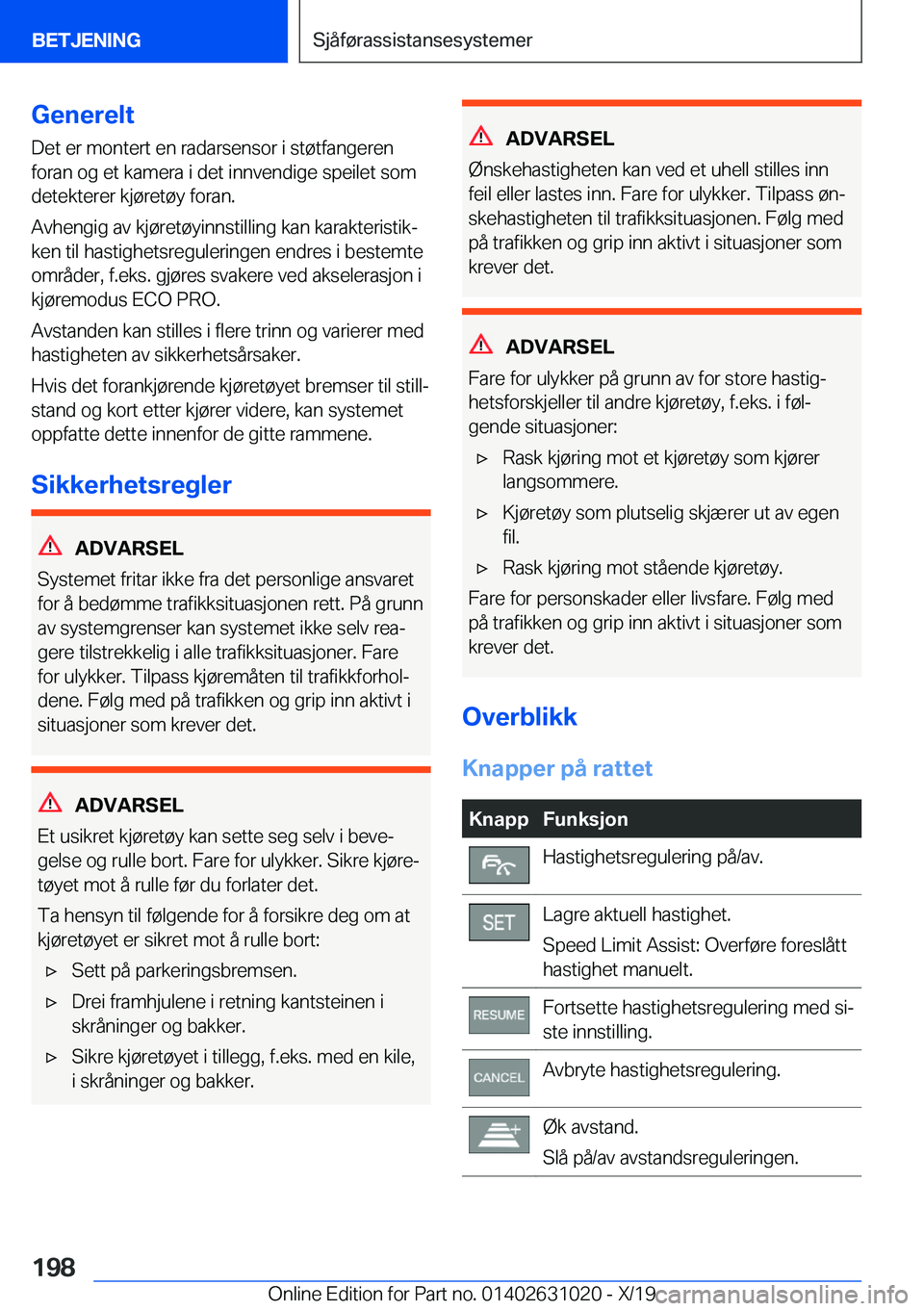 BMW 2 SERIES GRAN COUPE 2020  InstruksjonsbØker (in Norwegian) �G�e�n�e�r�e�l�t�D�e�t��e�r��m�o�n�t�e�r�t��e�n��r�a�d�a�r�s�e�n�s�o�r��i��s�t�