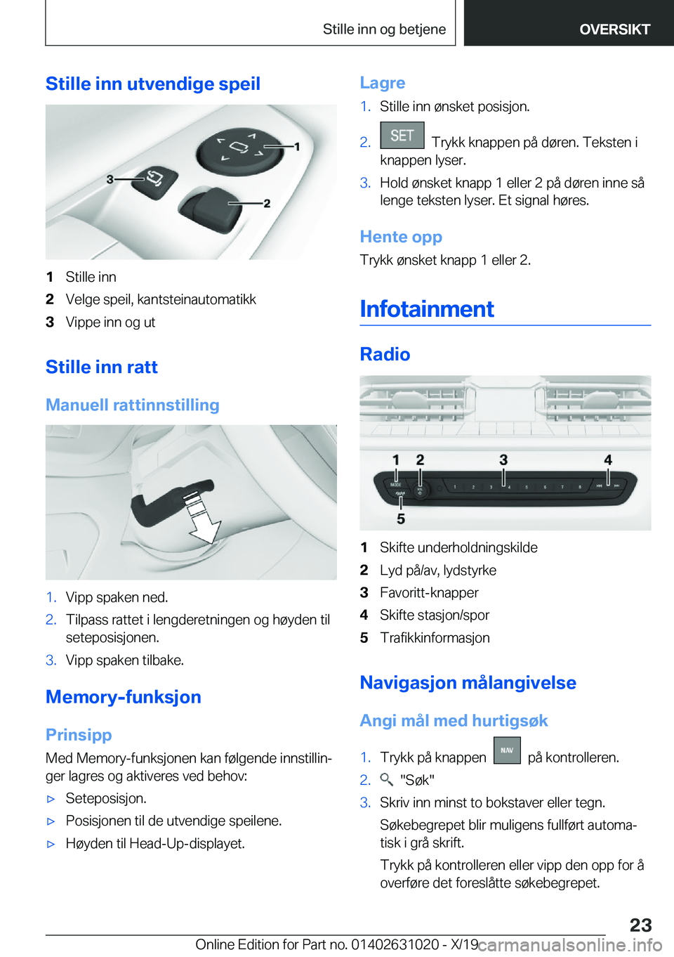 BMW 2 SERIES GRAN COUPE 2020  InstruksjonsbØker (in Norwegian) �S�t�i�l�l�e��i�n�n��u�t�v�e�n�d�i�g�e��s�p�e�i�l�1�S�t�i�l�l�e��i�n�n�2�V�e�l�g�e��s�p�e�i�l�,��k�a�n�t�s�t�e�i�n�a�u�t�o�m�a�t�i�k�k�3�V�i�p�p�e��i�n�n��o�g��u�t
�S�t�i�l�l�e��i�n�n��r�a�