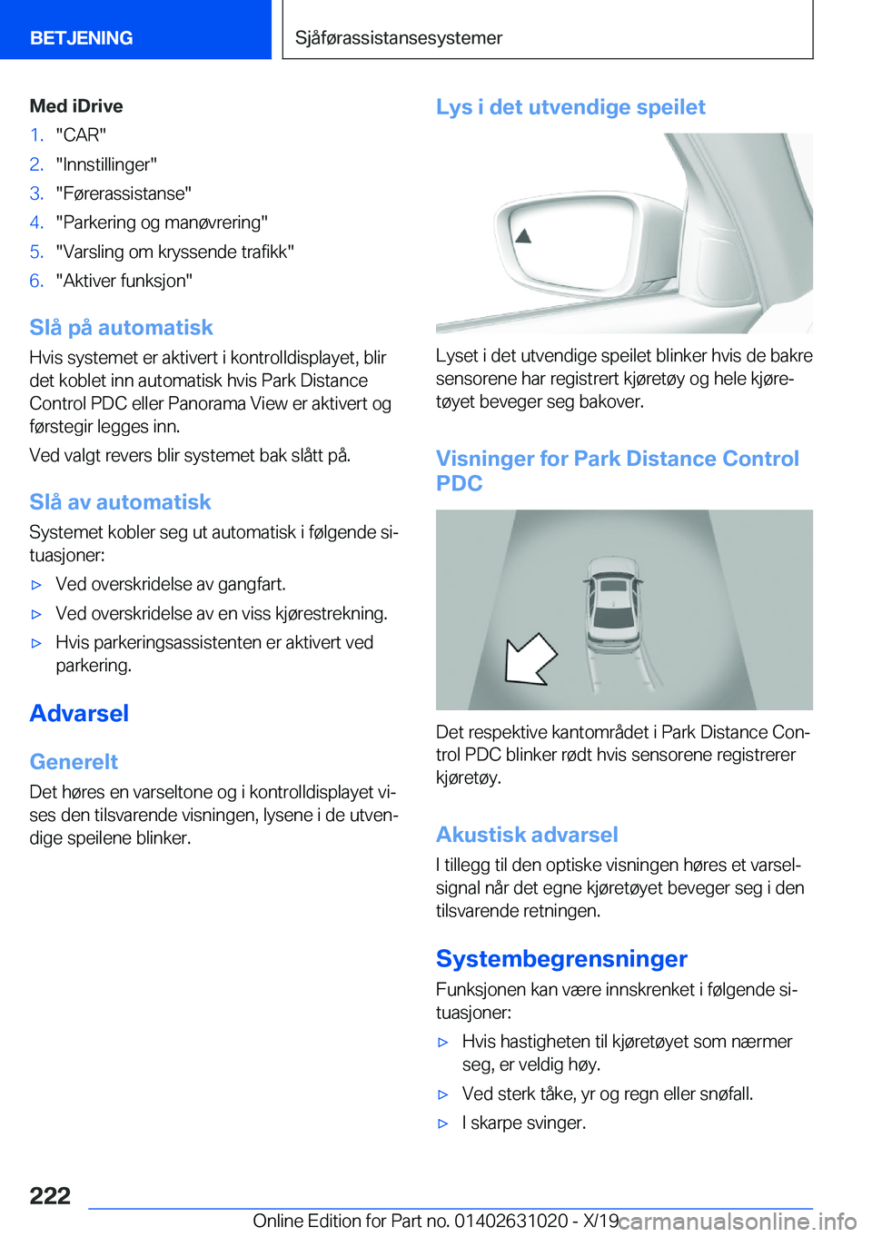 BMW 2 SERIES GRAN COUPE 2020  InstruksjonsbØker (in Norwegian) �M�e�d��i�D�r�i�v�e�1�.��C�A�R��2�.��I�n�n�s�t�i�l�l�i�n�g�e�r��3�.��F�