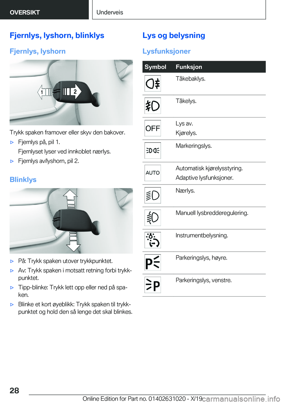 BMW 2 SERIES GRAN COUPE 2020  InstruksjonsbØker (in Norwegian) �F�j�e�r�n�l�y�s�,��l�y�s�h�o�r�n�,��b�l�i�n�k�l�y�s
�F�j�e�r�n�l�y�s�,��l�y�s�h�o�r�n
�T�r�y�k�k��s�p�a�k�e�n��f�r�a�m�o�v�e�r��e�l�l�e�r��s�k�y�v��d�e�n��b�a�k�o�v�e�r�.
'x�F�j�e�r�n�l�