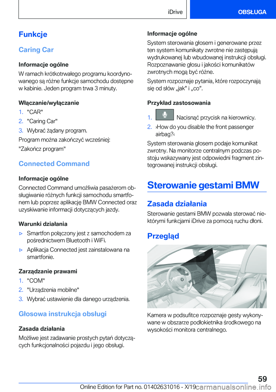 BMW 2 SERIES GRAN COUPE 2020  Instrukcja obsługi (in Polish) �F�u�n�k�c�j�e
�C�a�r�i�n�g��C�a�r �I�n�f�o�r�m�a�c�j�e��o�g�