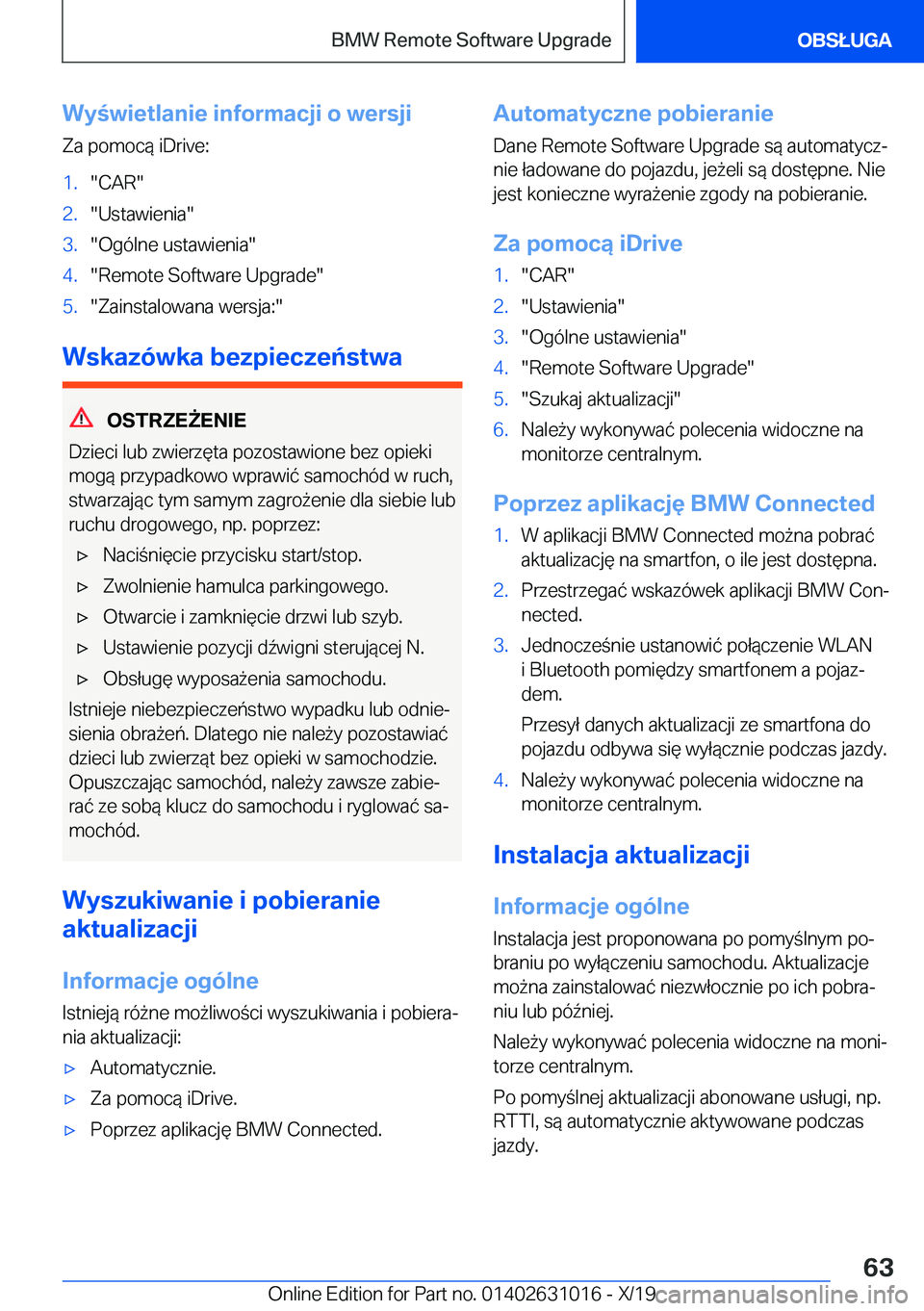 BMW 2 SERIES GRAN COUPE 2020  Instrukcja obsługi (in Polish) �W�y�w�i�e�t�l�a�n�i�e��i�n�f�o�r�m�a�c�j�i��o��w�e�r�s�j�i�Z�a��p�o�m�o�c�