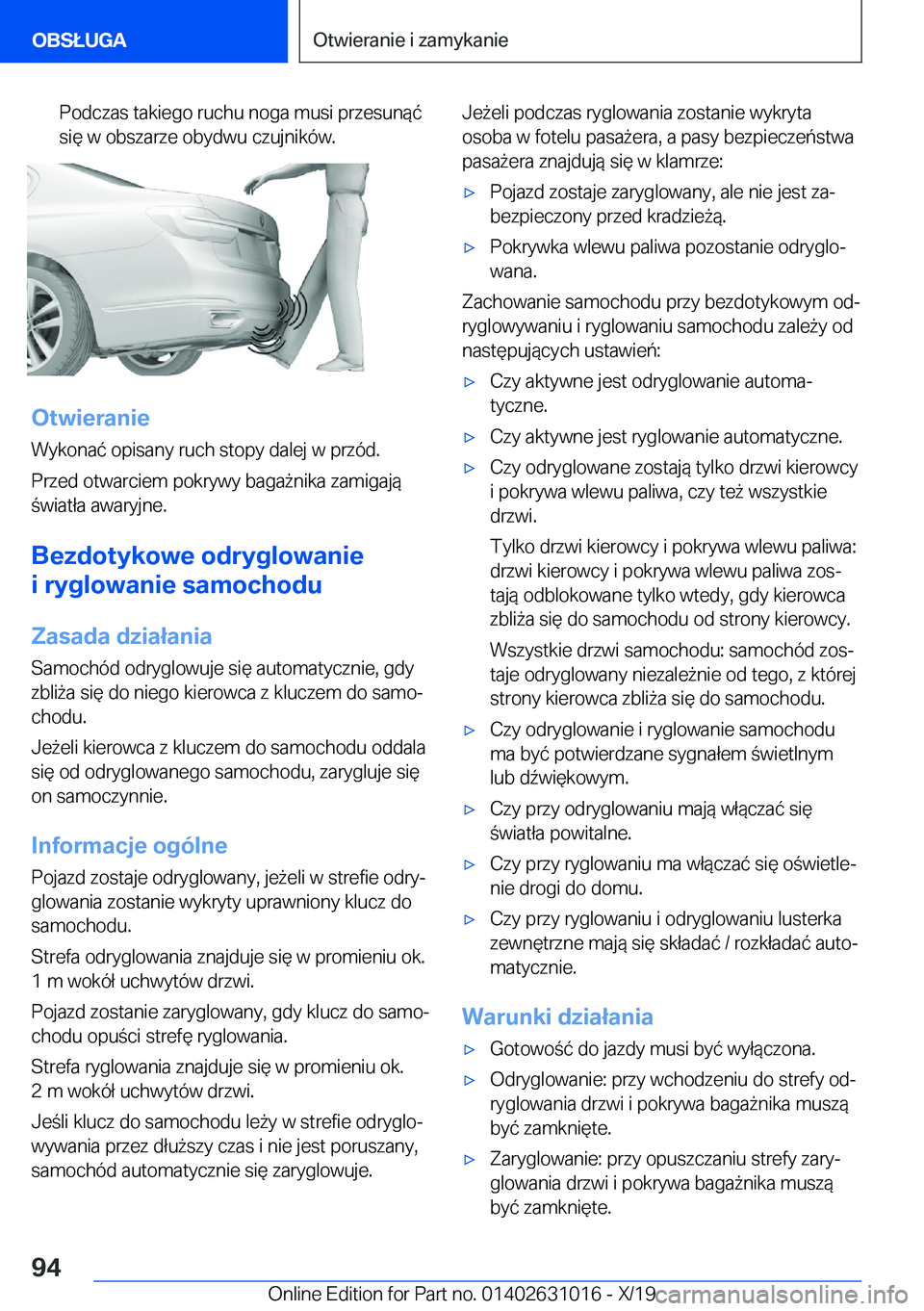 BMW 2 SERIES GRAN COUPE 2020  Instrukcja obsługi (in Polish) �P�o�d�c�z�a�s��t�a�k�i�e�g�o��r�u�c�h�u��n�o�g�a��m�u�s�i��p�r�z�e�s�u�n�