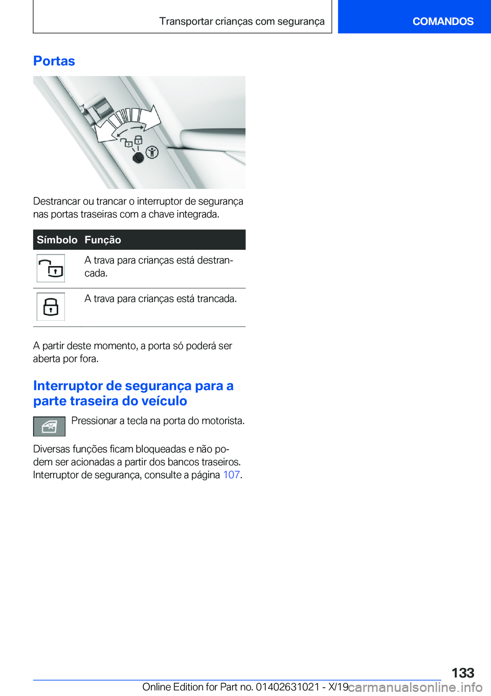 BMW 2 SERIES GRAN COUPE 2020  Manual do condutor (in Portuguese) �P�o�r�t�a�s
�D�e�s�t�r�a�n�c�a�r��o�u��t�r�a�n�c�a�r��o��i�n�t�e�r�r�u�p�t�o�r��d�e��s�e�g�u�r�a�n�