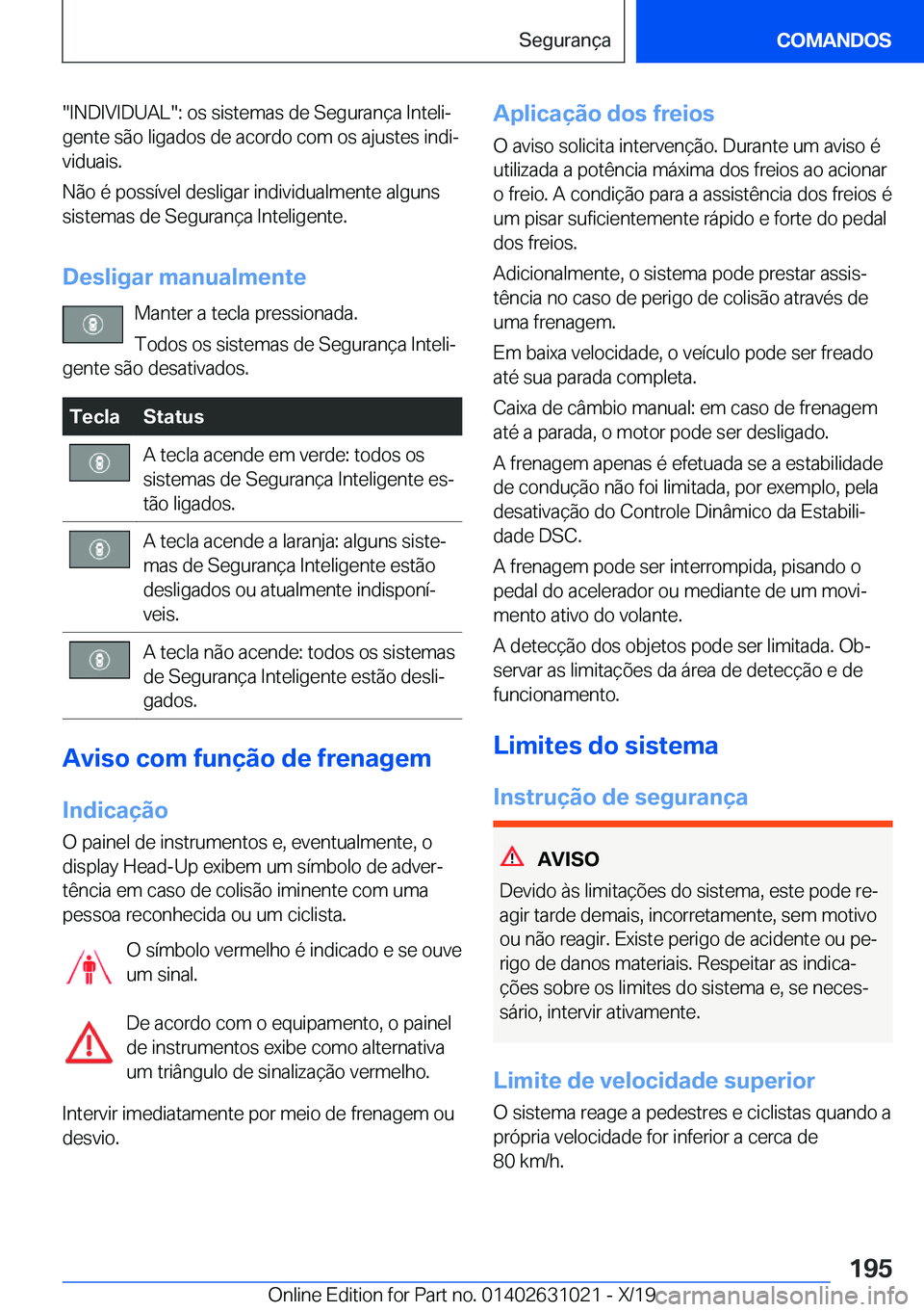 BMW 2 SERIES GRAN COUPE 2020  Manual do condutor (in Portuguese) ��I�N�D�I�V�I�D�U�A�L��:��o�s��s�i�s�t�e�m�a�s��d�e��S�e�g�u�r�a�n�
