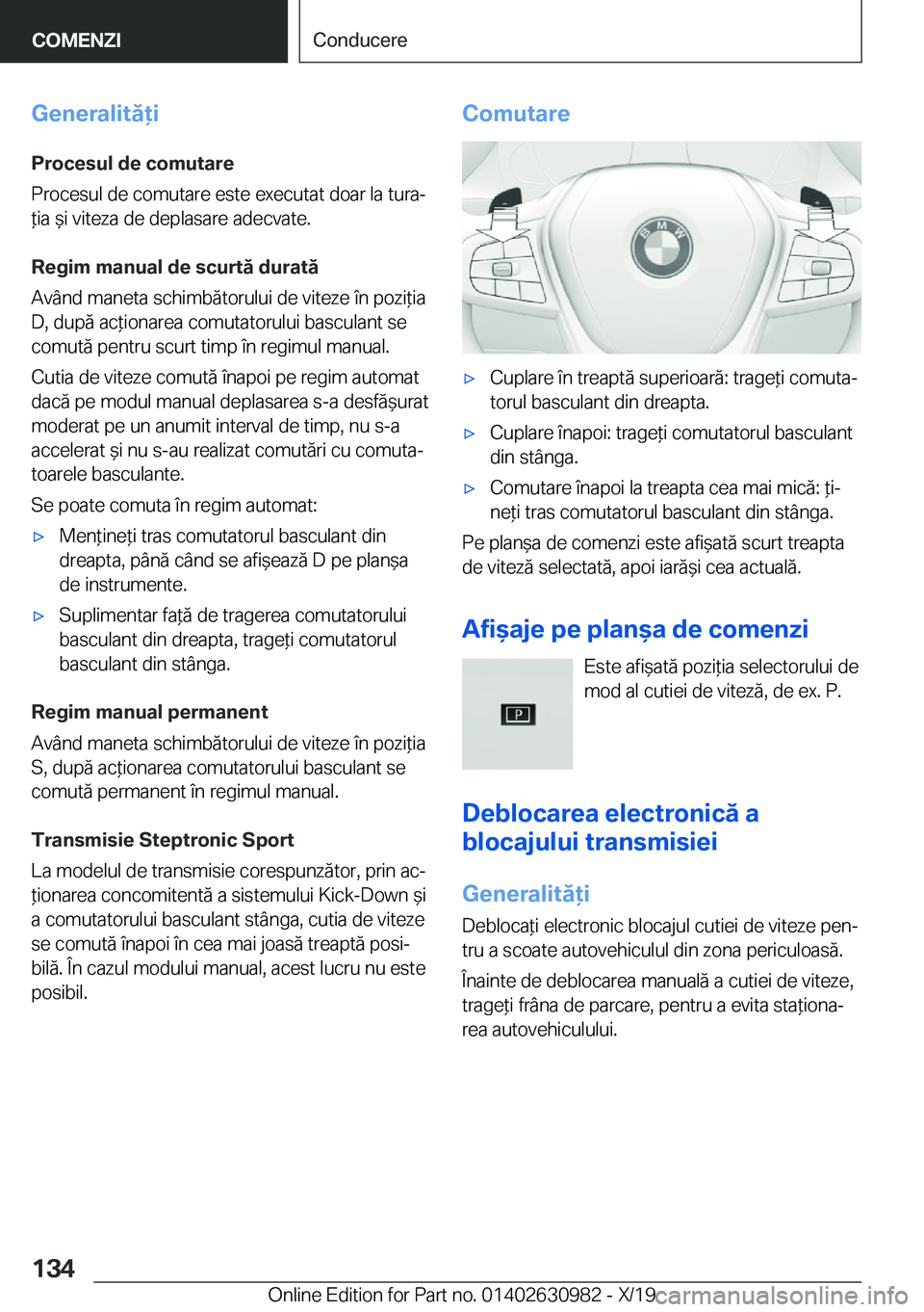 BMW 2 SERIES GRAN COUPE 2020  Ghiduri De Utilizare (in Romanian) �G�e�n�e�r�a�l�i�t�
