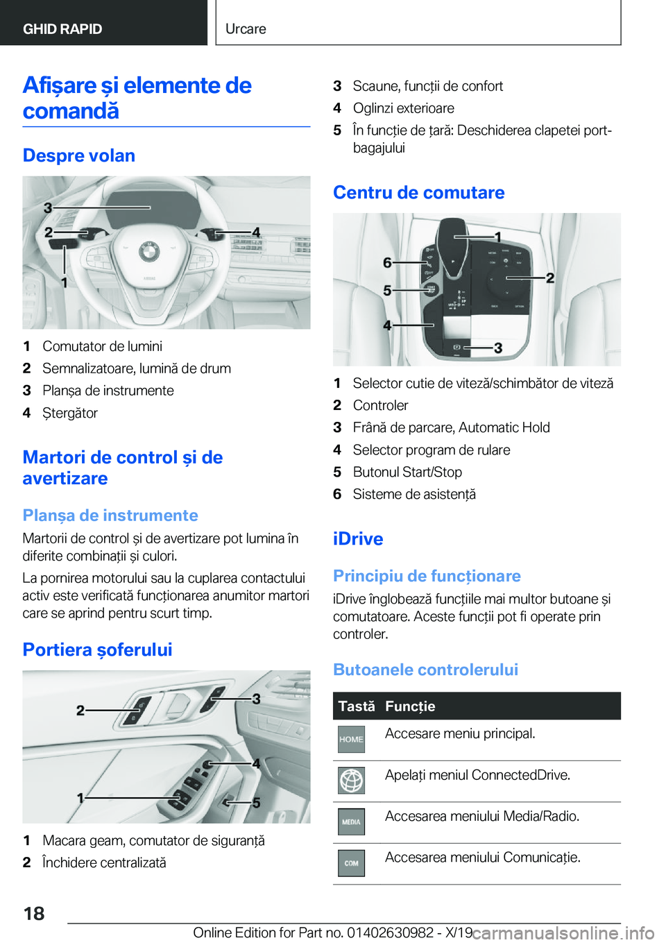 BMW 2 SERIES GRAN COUPE 2020  Ghiduri De Utilizare (in Romanian) �A�f�i&�a�r�e�&�i��e�l�e�m�e�n�t�e��d�e�c�o�m�a�n�d�
