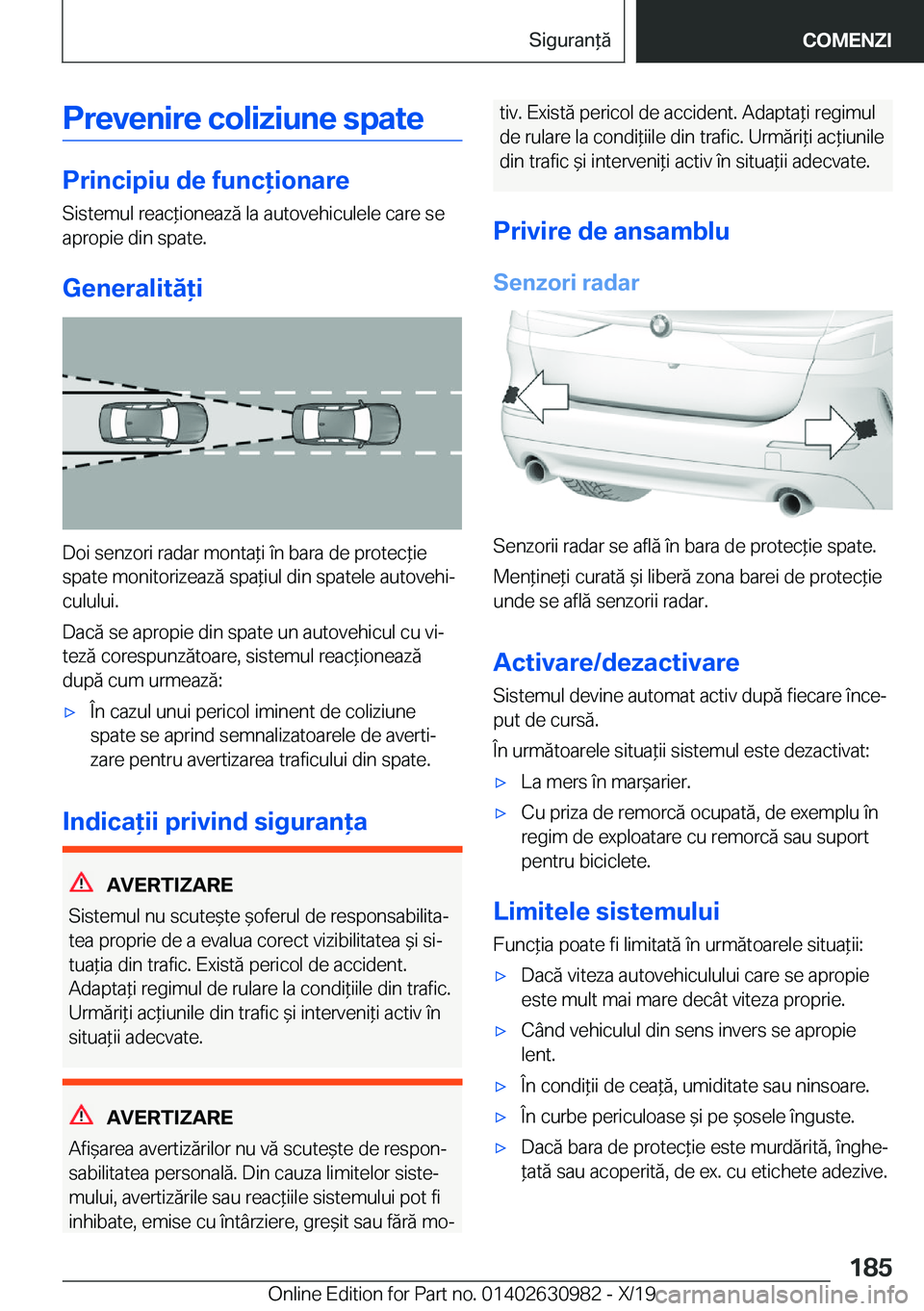 BMW 2 SERIES GRAN COUPE 2020  Ghiduri De Utilizare (in Romanian) �P�r�e�v�e�n�i�r�e��c�o�l�i�z�i�u�n�e��s�p�a�t�e
�P�r�i�n�c�i�p�i�u��d�e��f�u�n�c�i�o�n�a�r�e
�S�i�s�t�e�m�u�l��r�e�a�c*�i�o�n�e�a�z�