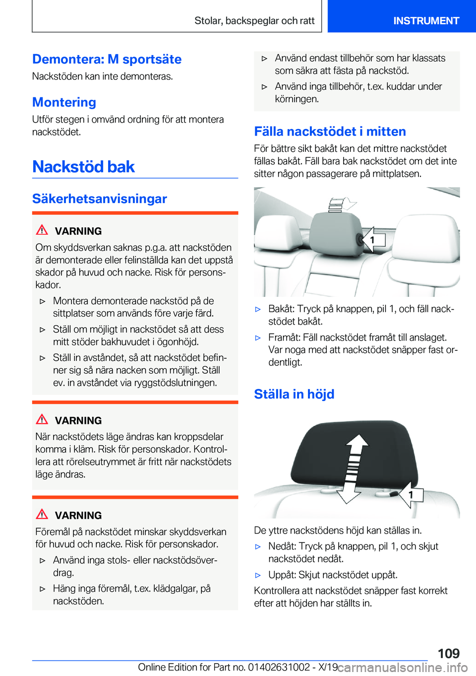 BMW 2 SERIES GRAN COUPE 2020  InstruktionsbÖcker (in Swedish) �D�e�m�o�n�t�e�r�a�:��M��s�p�o�r�t�s�ä�t�e
�N�a�c�k�s�t�