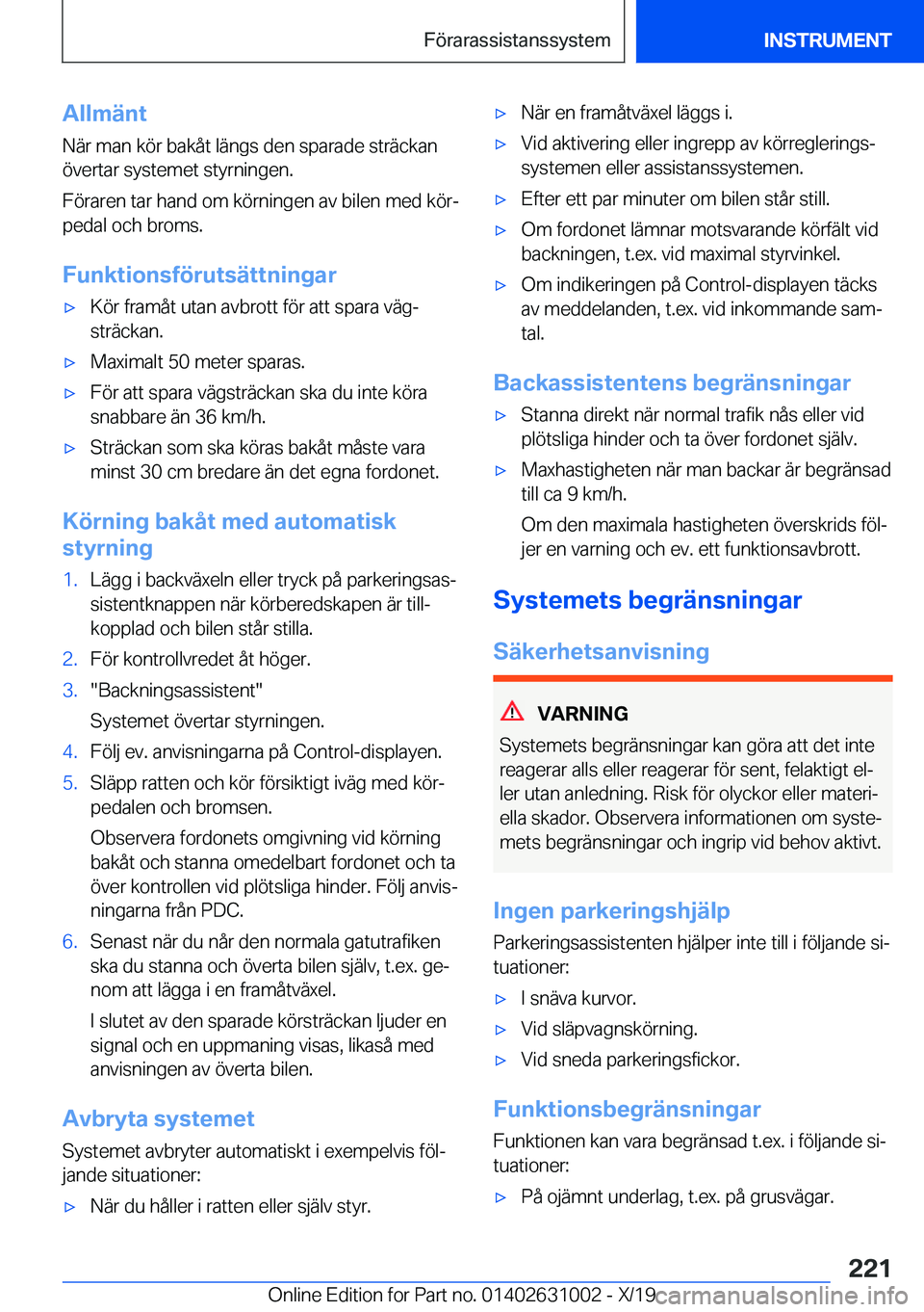 BMW 2 SERIES GRAN COUPE 2020  InstruktionsbÖcker (in Swedish) �A�l�l�m�ä�n�t
�N�ä�r��m�a�n��k�