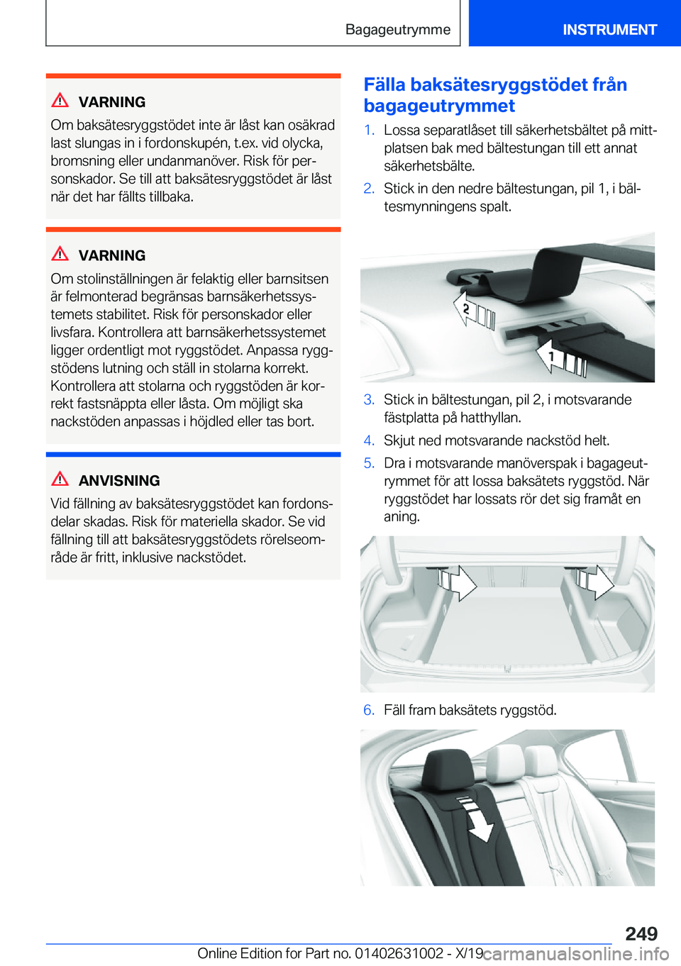 BMW 2 SERIES GRAN COUPE 2020  InstruktionsbÖcker (in Swedish) �V�A�R�N�I�N�G
�O�m��b�a�k�s�ä�t�e�s�r�y�g�g�s�t�