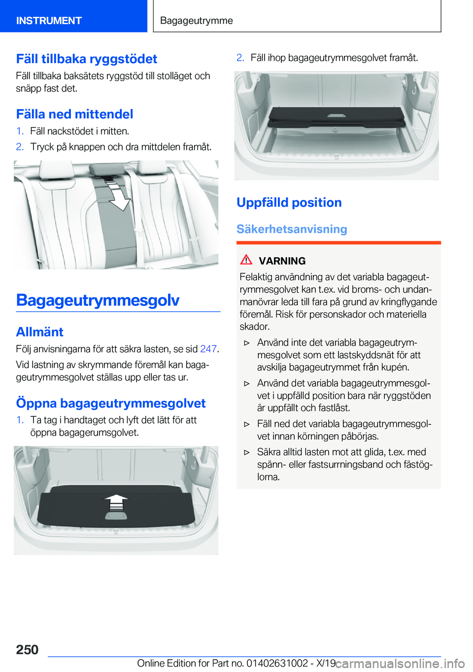 BMW 2 SERIES GRAN COUPE 2020  InstruktionsbÖcker (in Swedish) �F�ä�l�l��t�i�l�l�b�a�k�a��r�y�g�g�s�t�