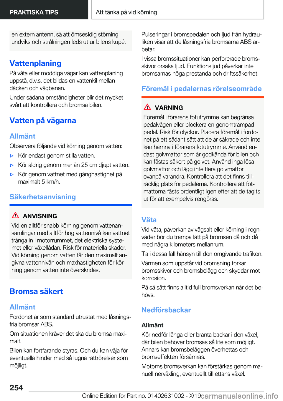 BMW 2 SERIES GRAN COUPE 2020  InstruktionsbÖcker (in Swedish) �e�n��e�x�t�e�r�n��a�n�t�e�n�n�,��s�å��a�t�t��