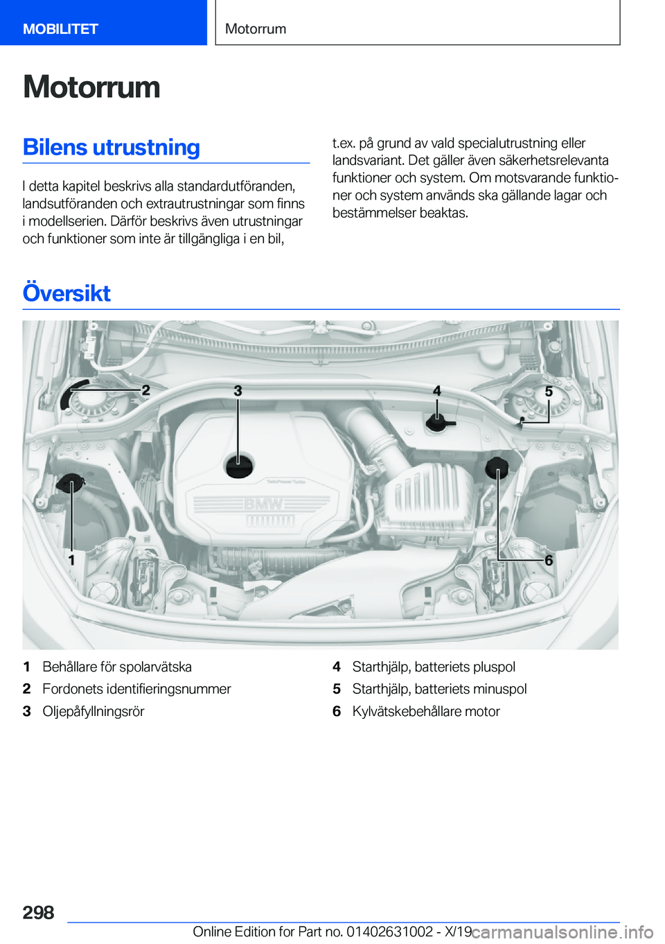 BMW 2 SERIES GRAN COUPE 2020  InstruktionsbÖcker (in Swedish) �M�o�t�o�r�r�u�m�B�i�l�e�n�s��u�t�r�u�s�t�n�i�n�g
�I��d�e�t�t�a��k�a�p�i�t�e�l��b�e�s�k�r�i�v�s��a�l�l�a��s�t�a�n�d�a�r�d�u�t�f�