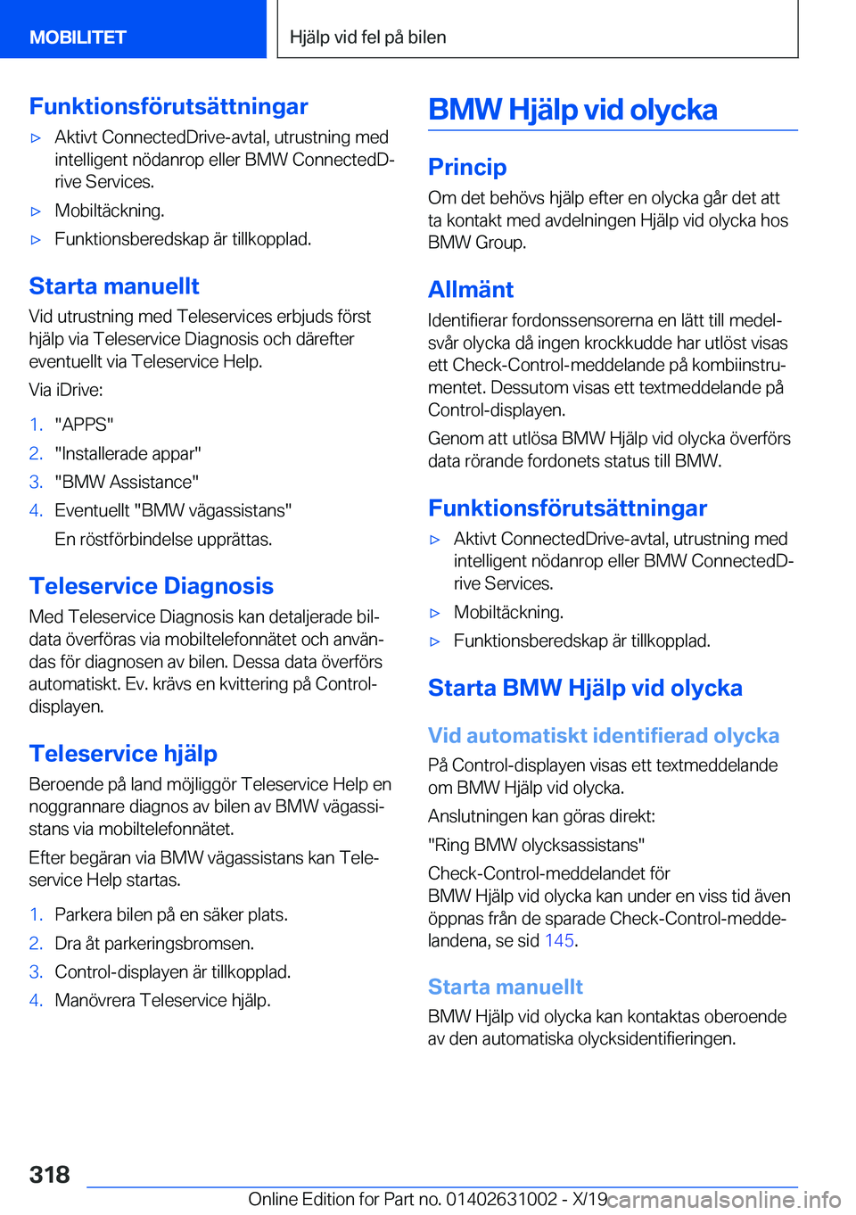 BMW 2 SERIES GRAN COUPE 2020  InstruktionsbÖcker (in Swedish) �F�u�n�k�t�i�o�n�s�f�