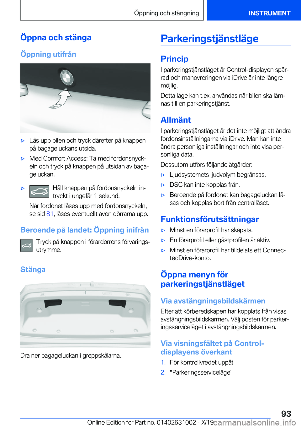 BMW 2 SERIES GRAN COUPE 2020  InstruktionsbÖcker (in Swedish) �