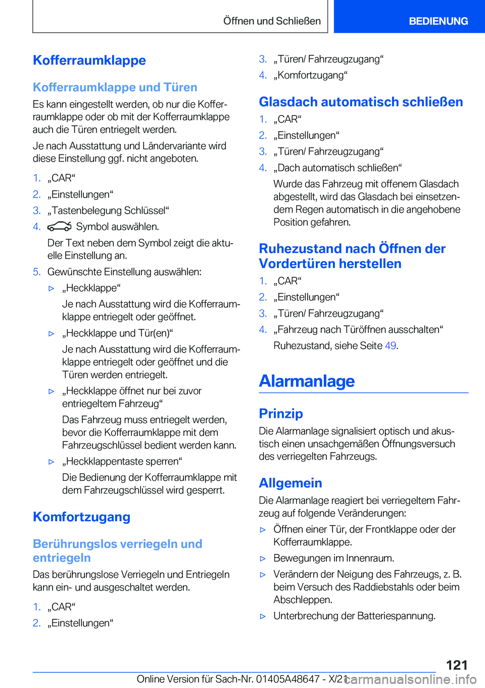 BMW 3 SERIES 2022  Betriebsanleitungen (in German) �K�o�f�f�e�r�r�a�u�m�k�l�a�p�p�e�K�o�f�f�e�r�r�a�u�m�k�l�a�p�p�e��u�n�d��T�