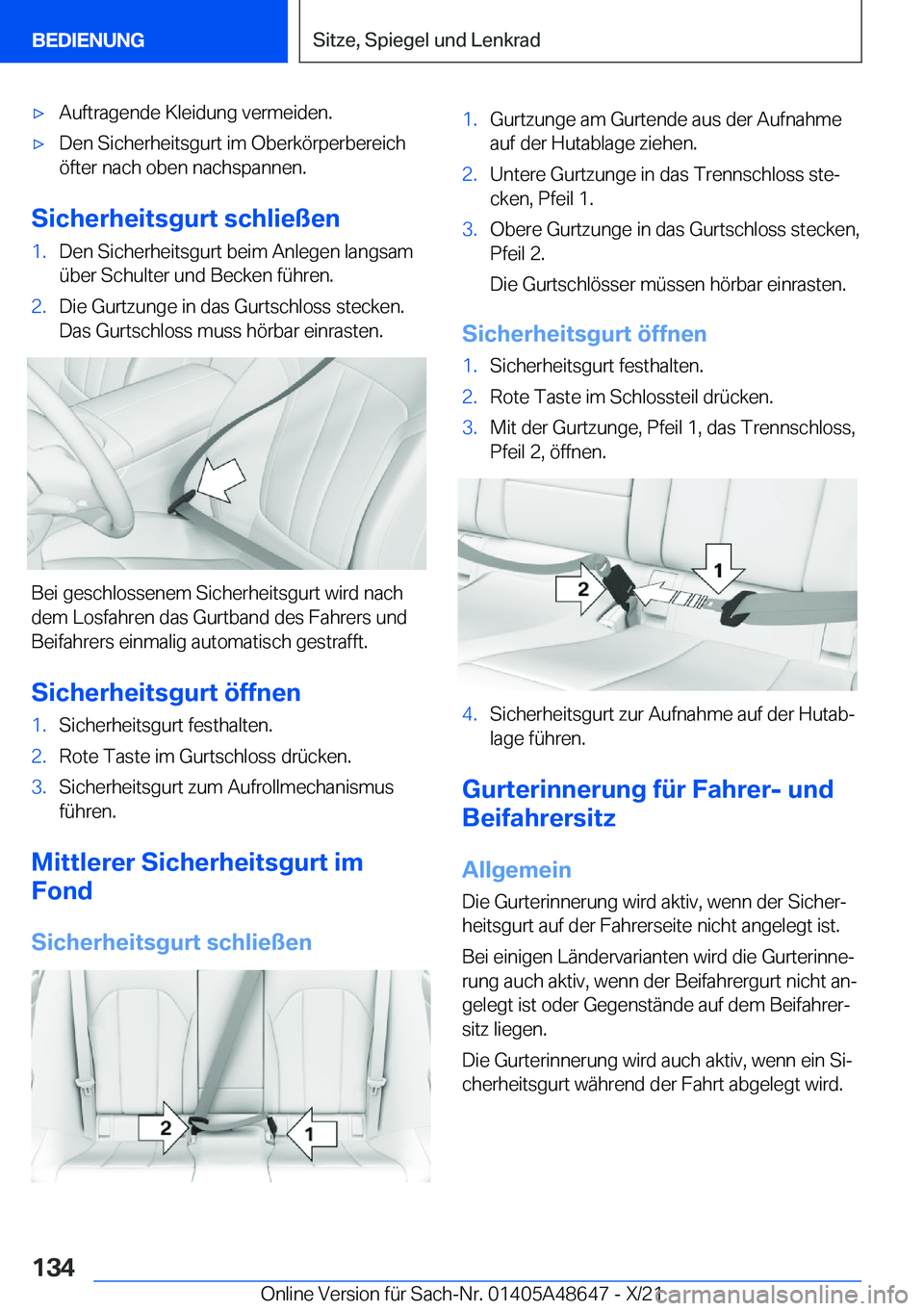 BMW 3 SERIES 2022  Betriebsanleitungen (in German) x�A�u�f�t�r�a�g�e�n�d�e��K�l�e�i�d�u�n�g��v�e�r�m�e�i�d�e�n�.x�D�e�n��S�i�c�h�e�r�h�e�i�t�s�g�u�r�t��i�m��O�b�e�r�k�