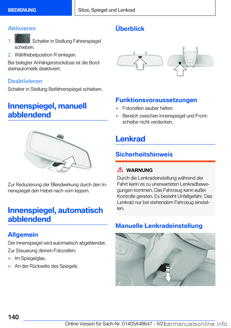 BMW 3 SERIES 2022  Betriebsanleitungen (in German) �A�k�t�i�v�i�e�r�e�n�1�.���S�c�h�a�l�t�e�r��i�n��S�t�e�l�l�u�n�g��F�a�h�r�e�r�s�p�i�e�g�e�l
�s�c�h�i�e�b�e�n�.�2�.�W�