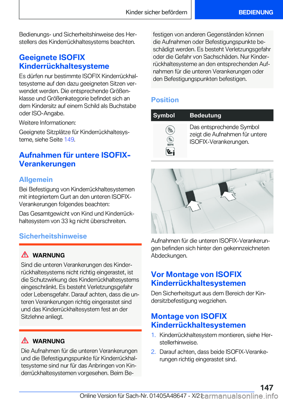BMW 3 SERIES 2022  Betriebsanleitungen (in German) �B�e�d�i�e�n�u�n�g�s�-��u�n�d��S�i�c�h�e�r�h�e�i�t�s�h�i�n�w�e�i�s�e��d�e�s��H�e�rj�s�t�e�l�l�e�r�s��d�e�s��K�i�n�d�e�r�r�