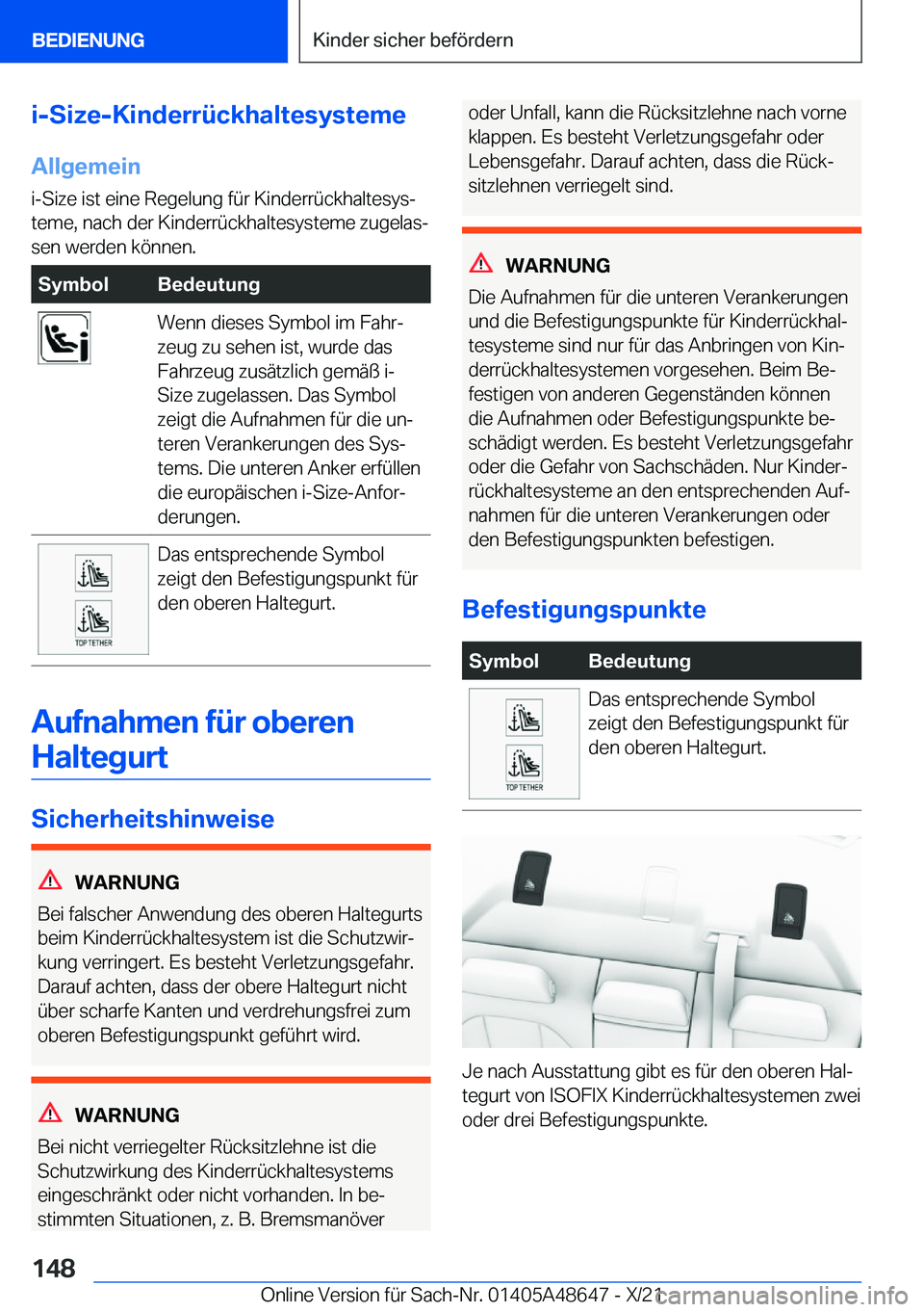 BMW 3 SERIES 2022  Betriebsanleitungen (in German) �i�-�S�i�z�e�-�K�i�n�d�e�r�r�
