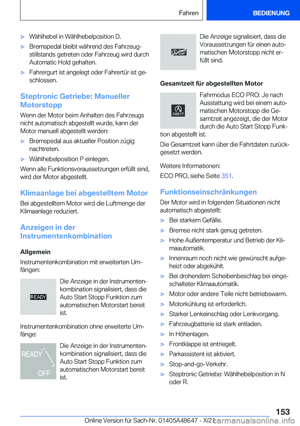 BMW 3 SERIES 2022  Betriebsanleitungen (in German) x�W�