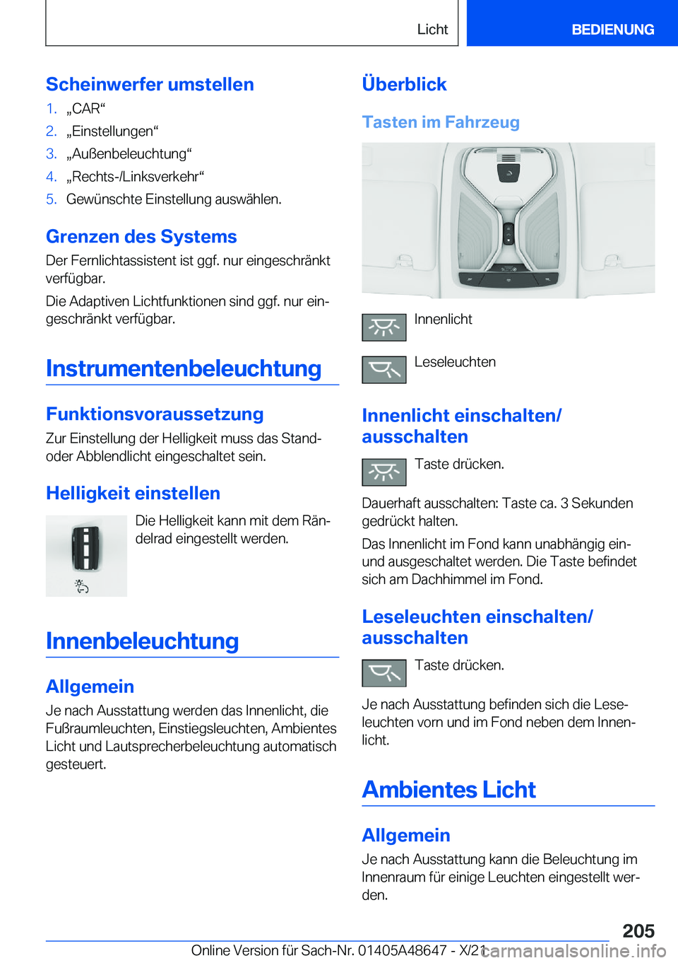 BMW 3 SERIES 2022  Betriebsanleitungen (in German) �S�c�h�e�i�n�w�e�r�f�e�r��u�m�s�t�e�l�l�e�n�1�.x�C�A�Rv�2�.x�E�i�n�s�t�e�l�l�u�n�g�e�nv�3�.x�A�u�