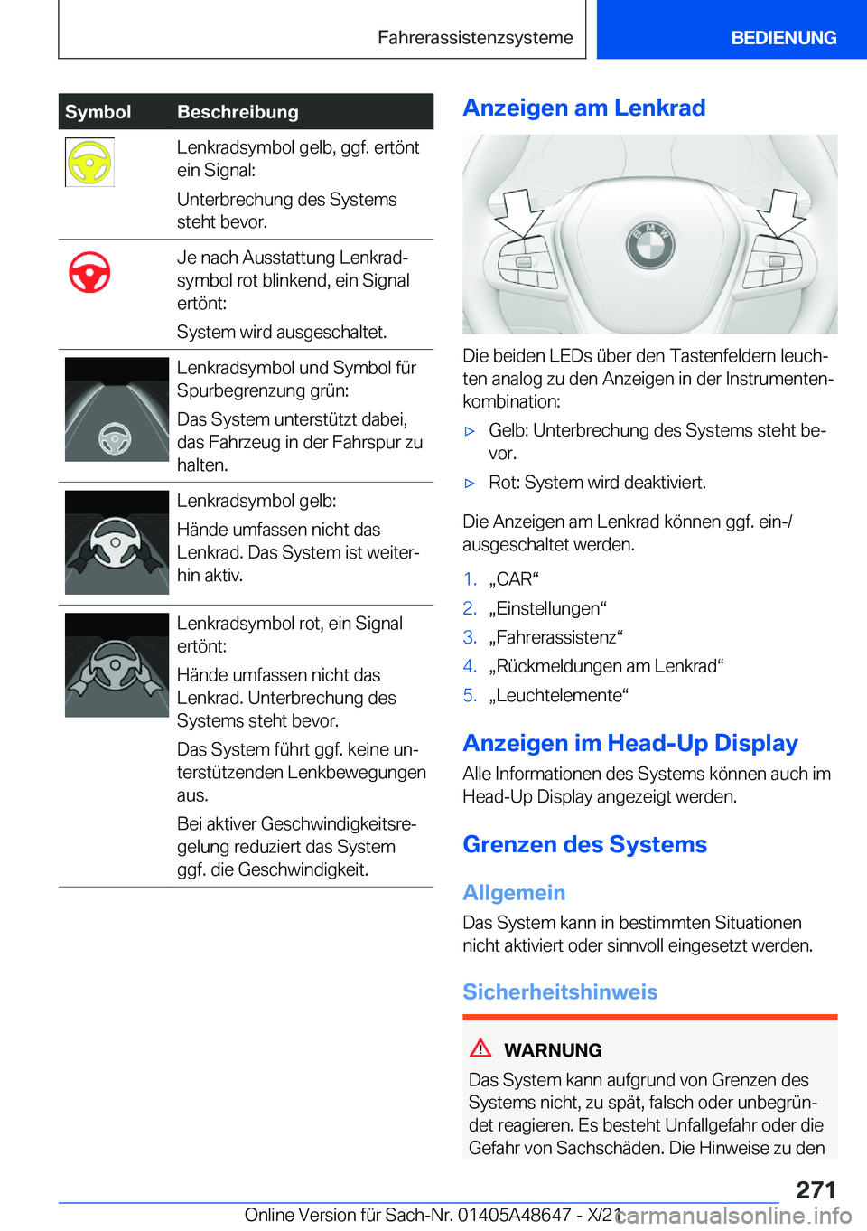 BMW 3 SERIES 2022  Betriebsanleitungen (in German) �S�y�m�b�o�l�B�e�s�c�h�r�e�i�b�u�n�g�L�e�n�k�r�a�d�s�y�m�b�o�l��g�e�l�b�,��g�g�f�.��e�r�t�