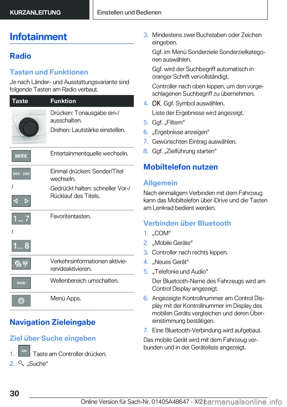 BMW 3 SERIES 2022  Betriebsanleitungen (in German) �I�n�f�o�t�a�i�n�m�e�n�t
�R�a�d�i�o
�T�a�s�t�e�n��u�n�d��F�u�n�k�t�i�o�n�e�n �J�e��n�a�c�h��L�