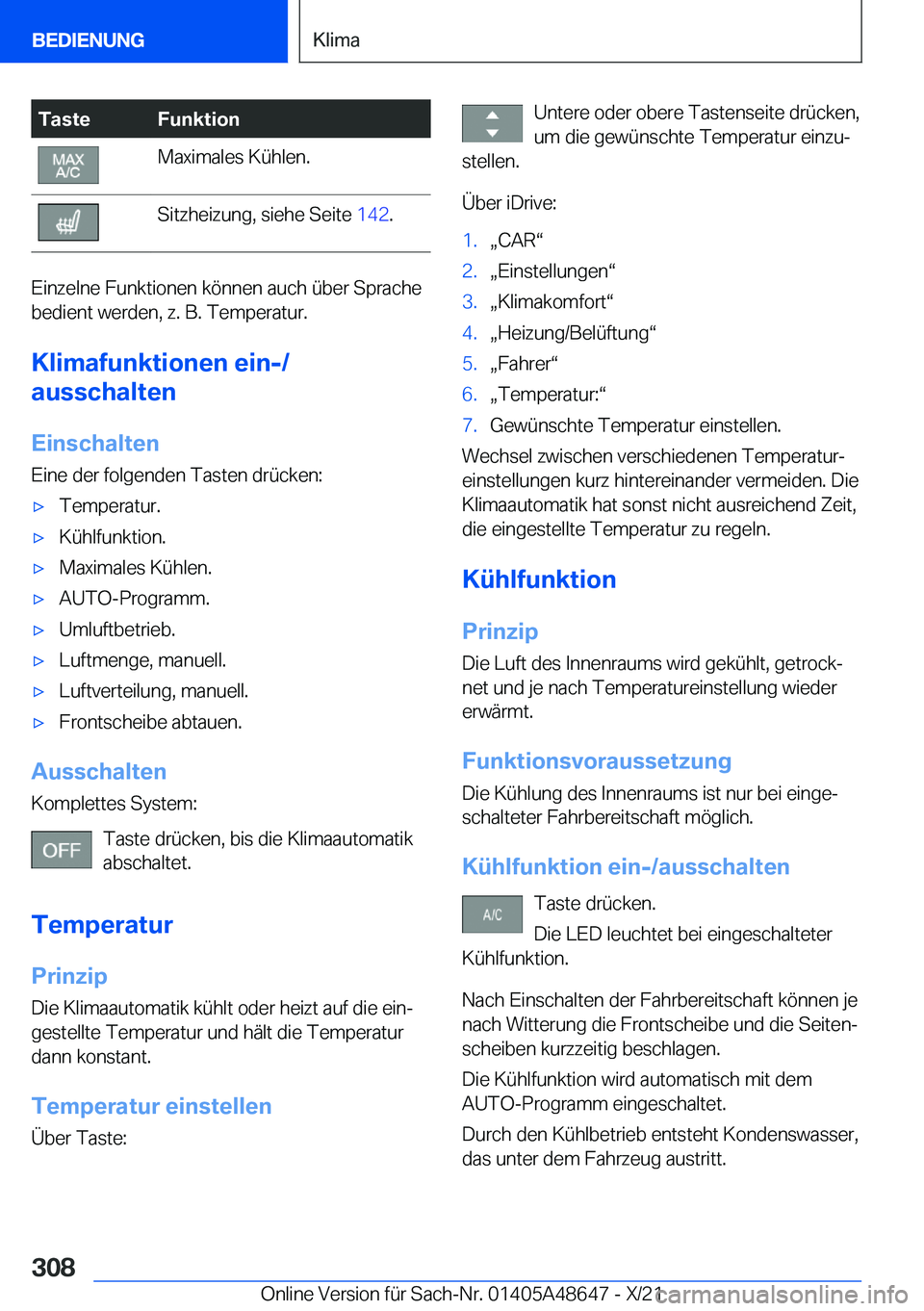 BMW 3 SERIES 2022  Betriebsanleitungen (in German) �T�a�s�t�e�F�u�n�k�t�i�o�n�M�a�x�i�m�a�l�e�s��K�