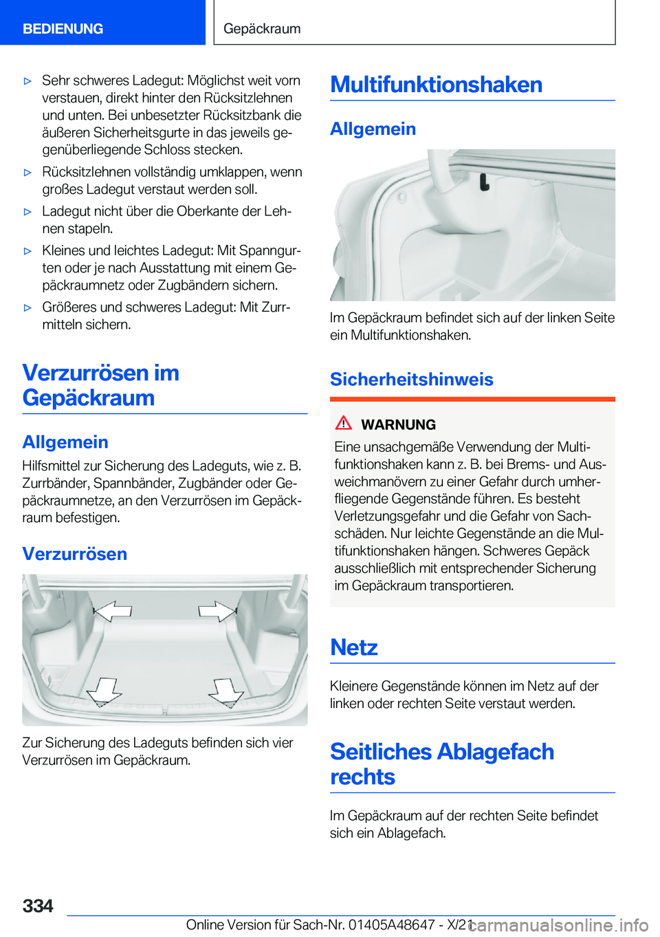 BMW 3 SERIES 2022  Betriebsanleitungen (in German) x�S�e�h�r��s�c�h�w�e�r�e�s��L�a�d�e�g�u�t�:��M�