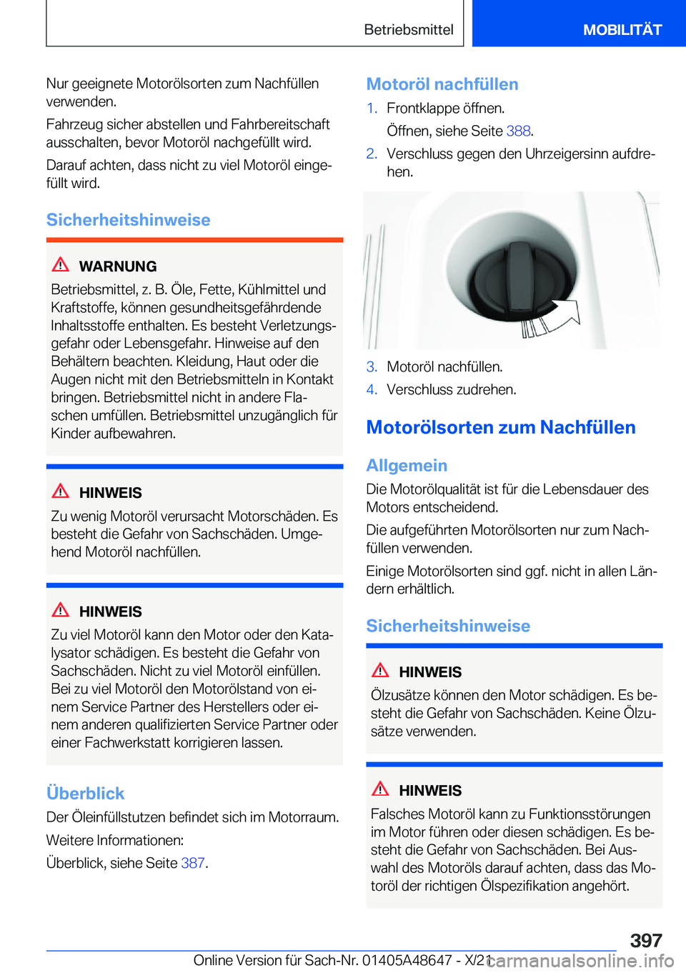 BMW 3 SERIES 2022  Betriebsanleitungen (in German) �N�u�r��g�e�e�i�g�n�e�t�e��M�o�t�o�r�