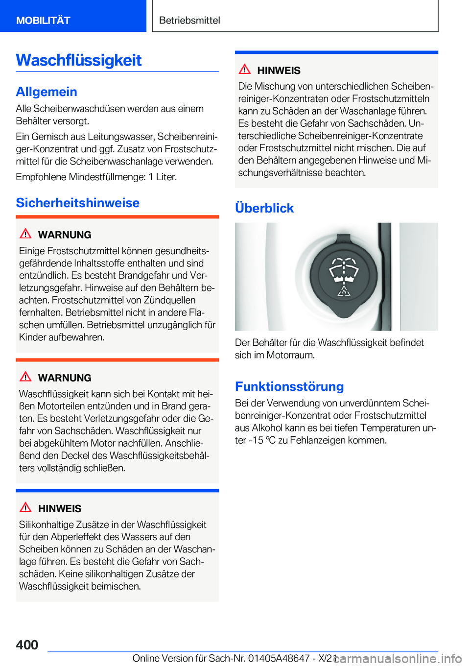 BMW 3 SERIES 2022  Betriebsanleitungen (in German) �W�a�s�c�h�f�l�