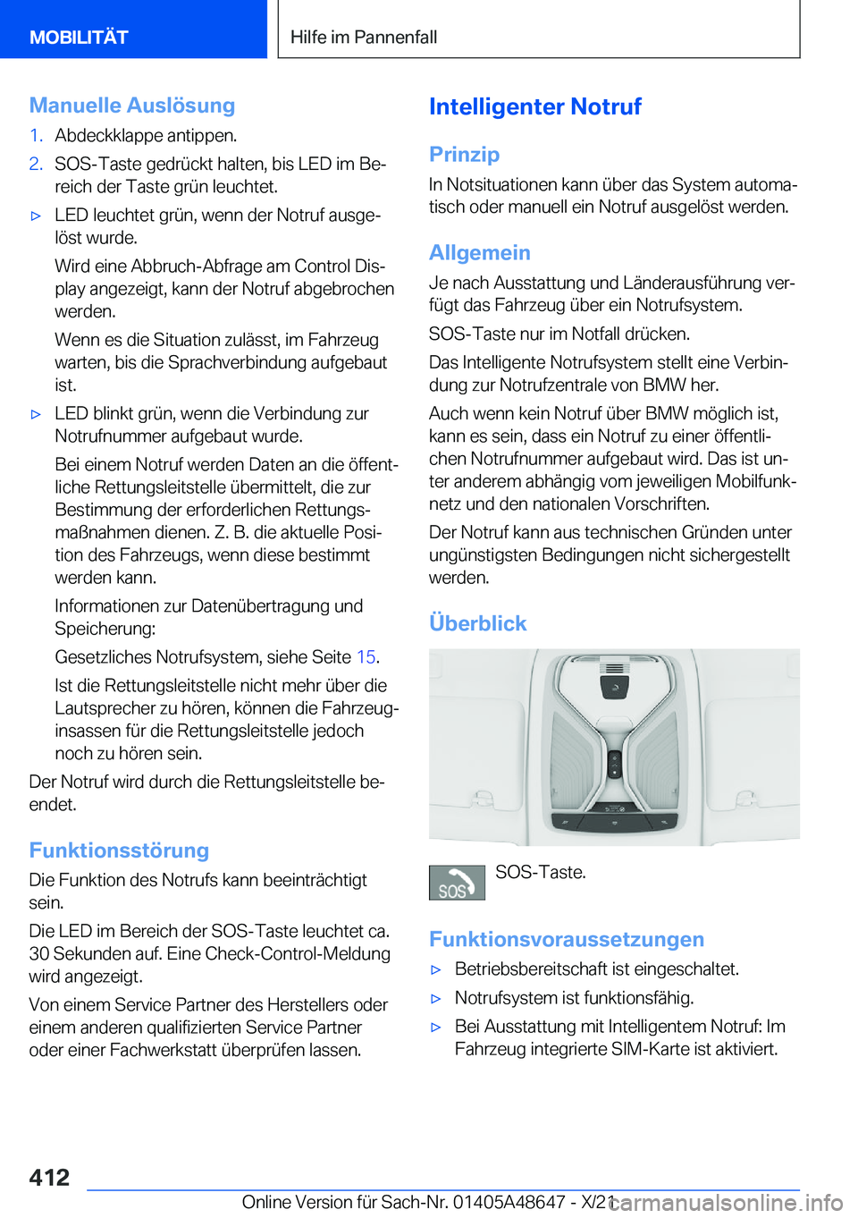 BMW 3 SERIES 2022  Betriebsanleitungen (in German) �M�a�n�u�e�l�l�e��A�u�s�l�