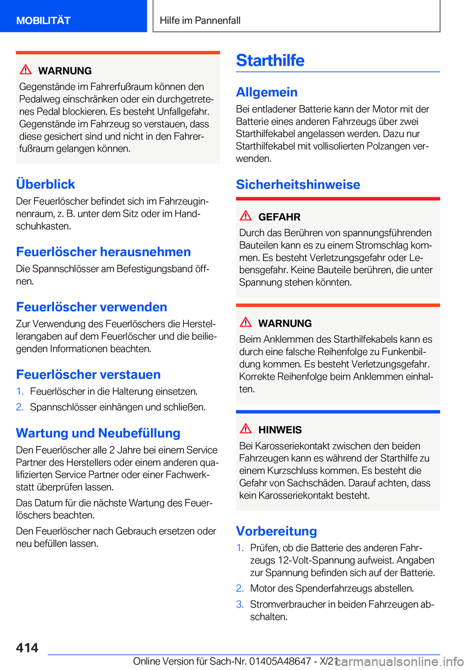 BMW 3 SERIES 2022  Betriebsanleitungen (in German) �W�A�R�N�U�N�G
�G�e�g�e�n�s�t�