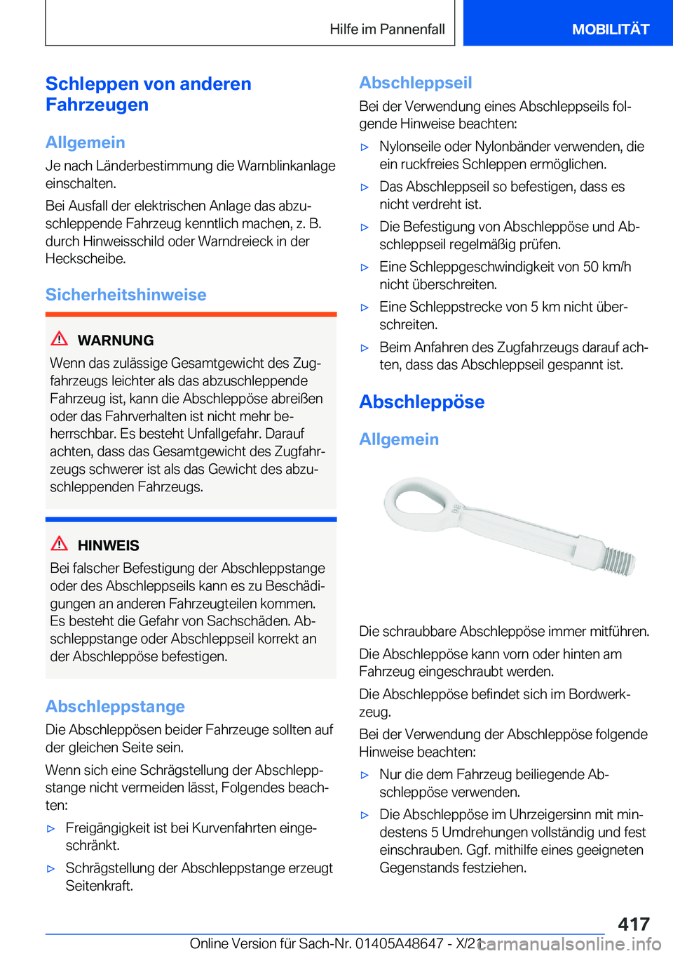 BMW 3 SERIES 2022  Betriebsanleitungen (in German) �S�c�h�l�e�p�p�e�n��v�o�n��a�n�d�e�r�e�n
�F�a�h�r�z�e�u�g�e�n
�A�l�l�g�e�m�e�i�n �J�e��n�a�c�h��L�
