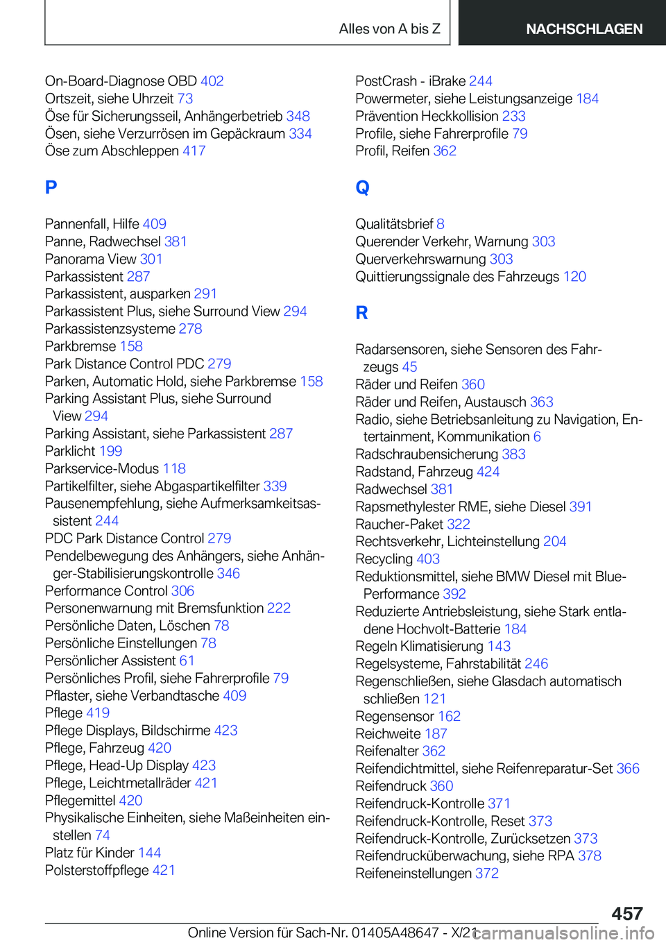 BMW 3 SERIES 2022  Betriebsanleitungen (in German) �O�n�-�B�o�a�r�d�-�D�i�a�g�n�o�s�e��O�B�D��4�0�2�
�O�r�t�s�z�e�i�t�,��s�i�e�h�e��U�h�r�z�e�i�t� �7�3�
�