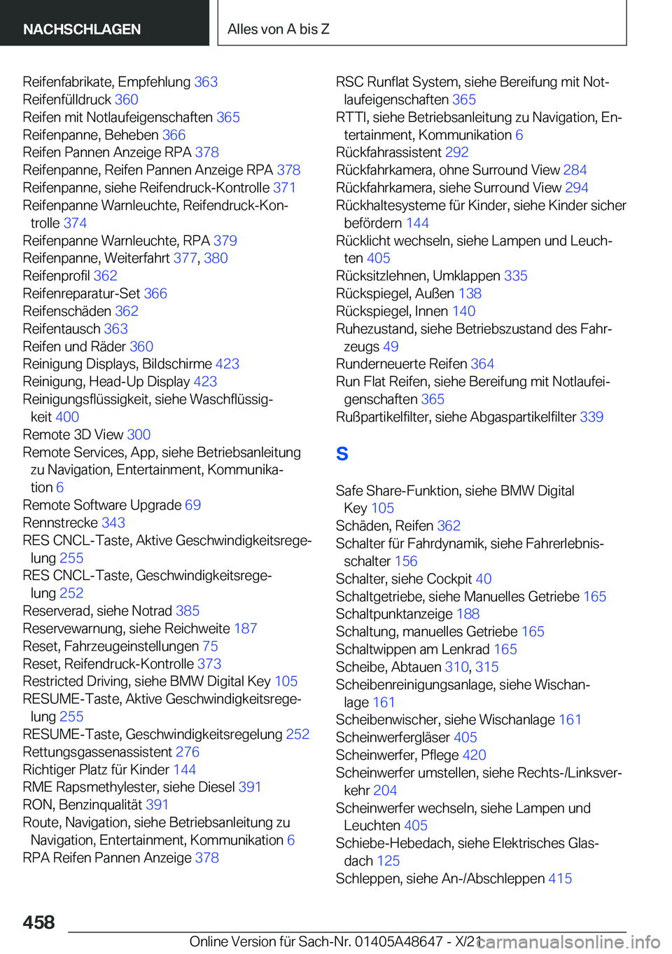 BMW 3 SERIES 2022  Betriebsanleitungen (in German) �R�e�i�f�e�n�f�a�b�r�i�k�a�t�e�,��E�m�p�f�e�h�l�u�n�g��3�6�3�
�R�e�i�f�e�n�f�