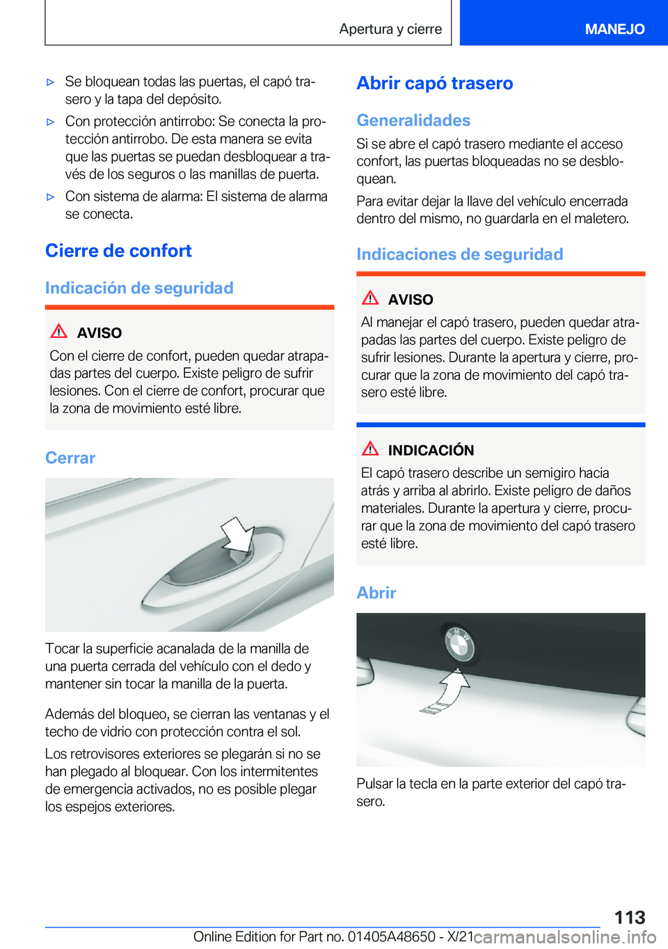 BMW 3 SERIES 2022  Manuales de Empleo (in Spanish) x�S�e��b�l�o�q�u�e�a�n��t�o�d�a�s��l�a�s��p�u�e�r�t�a�s�,��e�l��c�a�p�