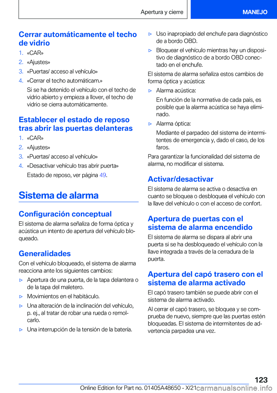 BMW 3 SERIES 2022  Manuales de Empleo (in Spanish) �C�e�r�r�a�r��a�u�t�o�m�